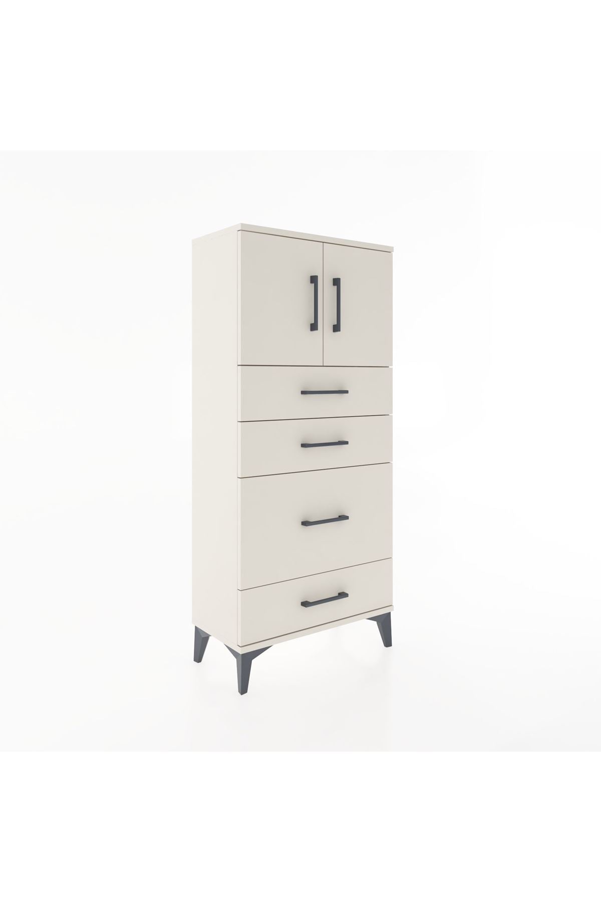 Hyperion Dolap Tek Raflı 4 Çekmeceli 2 Kapaklı 60x44x134 - S50M074V1B