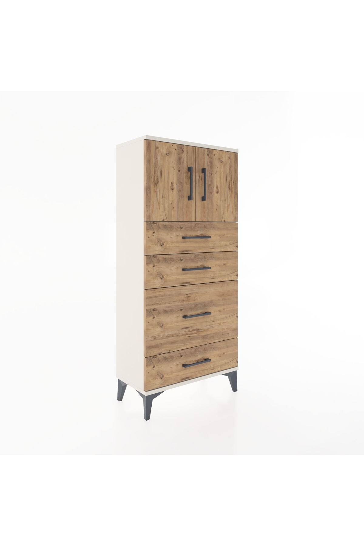 Hyperion Dolap Tek Raflı 4 Çekmeceli 2 Kapaklı 60x44x134 - S50M074V3B