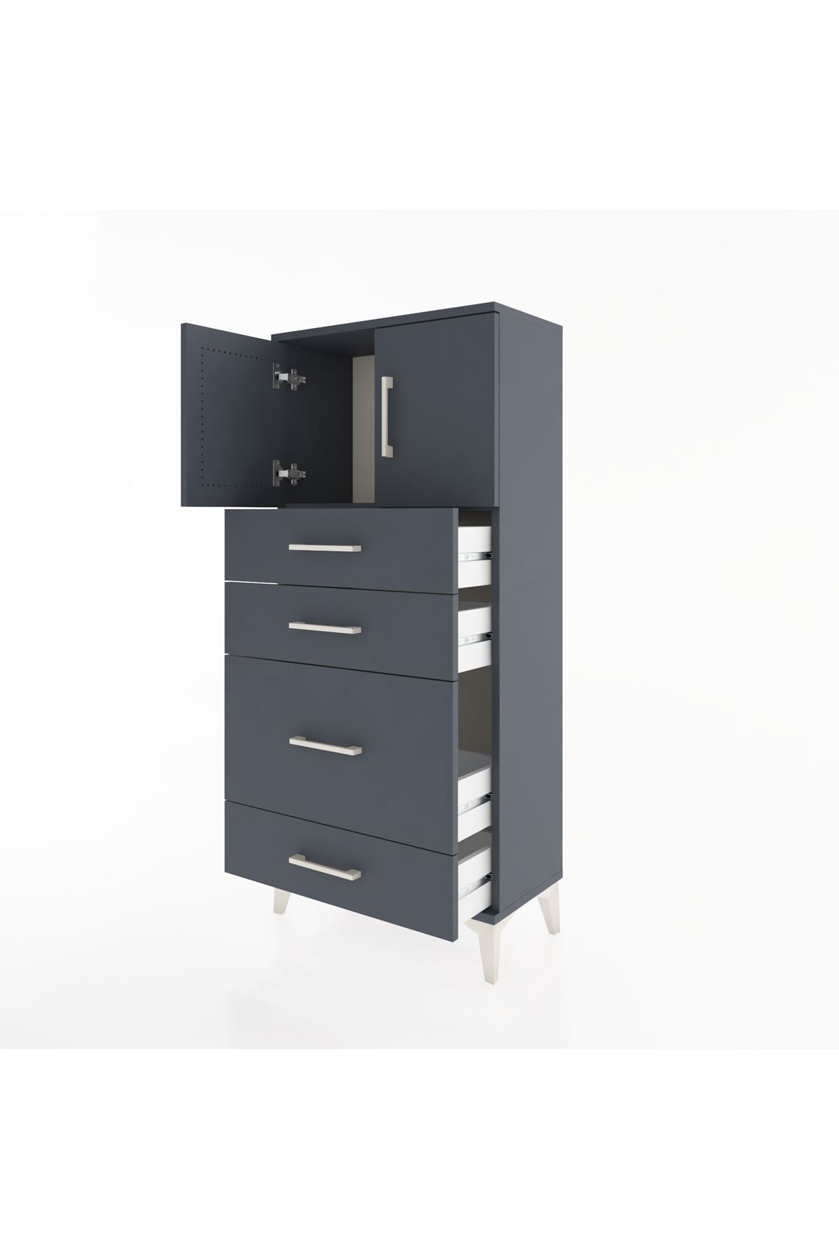 Hyperion Dolap Tek Raflı 4 Çekmeceli 2 Kapaklı 60x44x134 - S50M074V5B