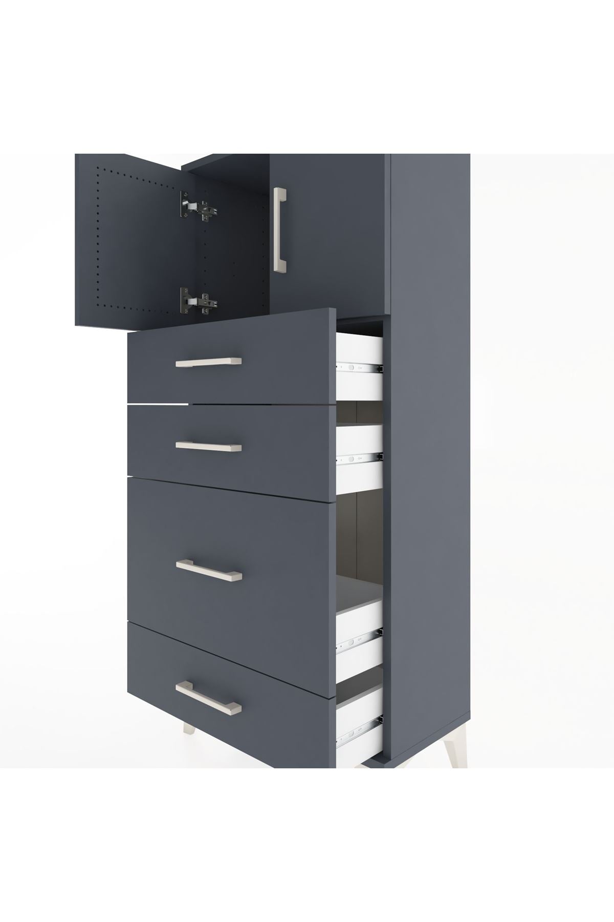 Hyperion Dolap Tek Raflı 4 Çekmeceli 2 Kapaklı 60x44x134 - S50M074V5B