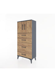 Hyperion Dolap Tek Raflı 4 Çekmeceli 2 Kapaklı 60x44x134 - S50M074V6B