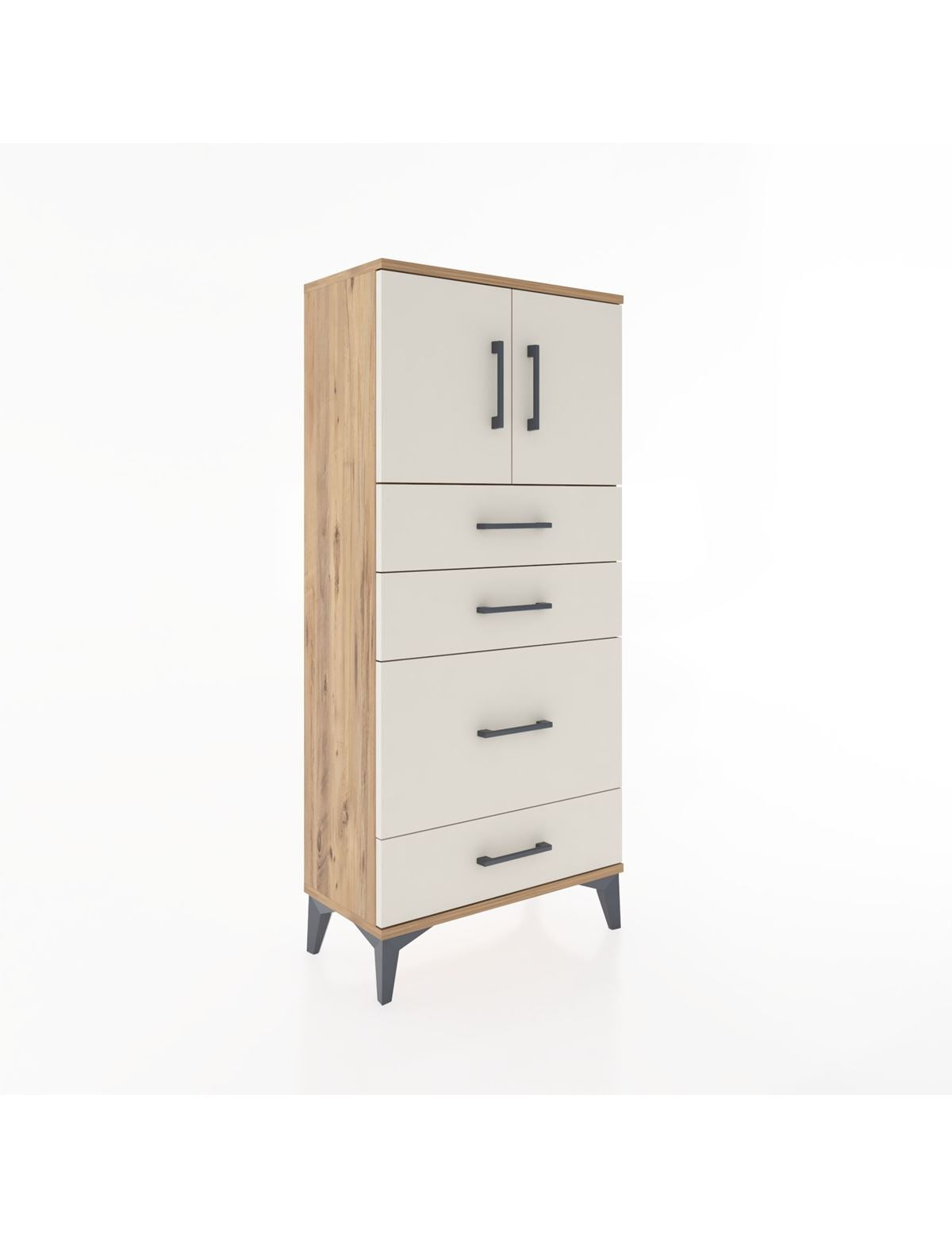 Hyperion Dolap Tek Raflı 4 Çekmeceli 2 Kapaklı 60x44x134 - S50M074V7B