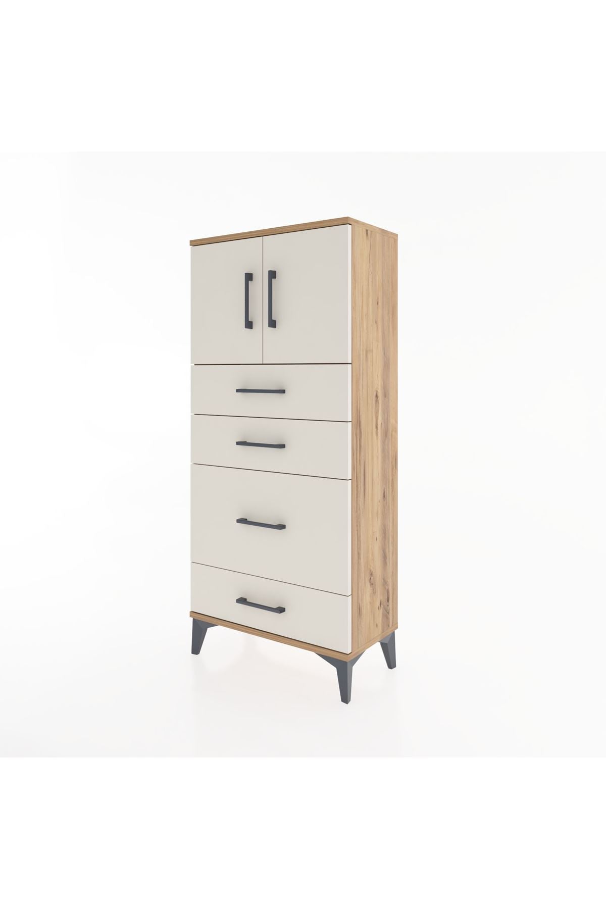 Hyperion Dolap Tek Raflı 4 Çekmeceli 2 Kapaklı 60x44x134 - S50M074V7B