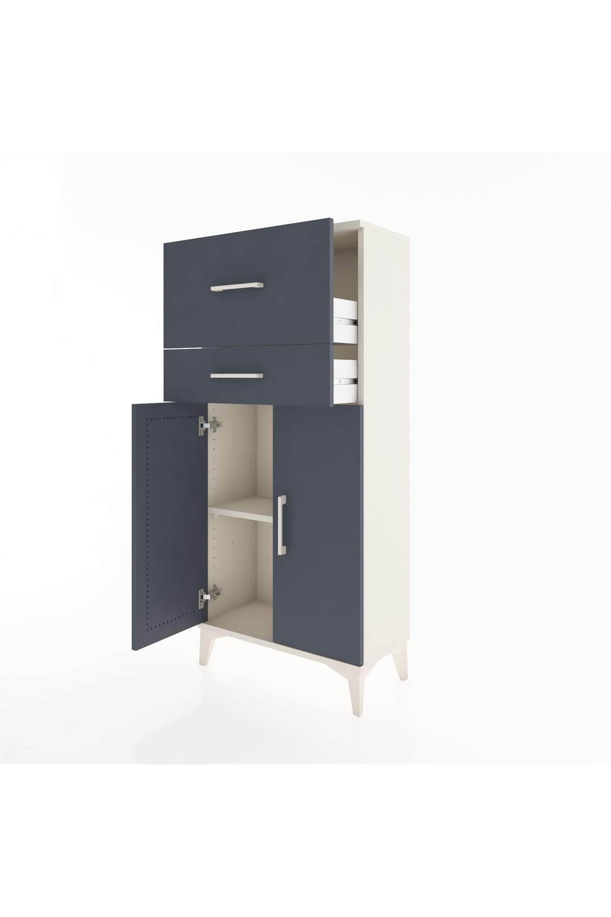 Hyperion Dolap Tek Raflı 2 Çekmeceli 2 Kapaklı 60x44x134 - S50M076V2B