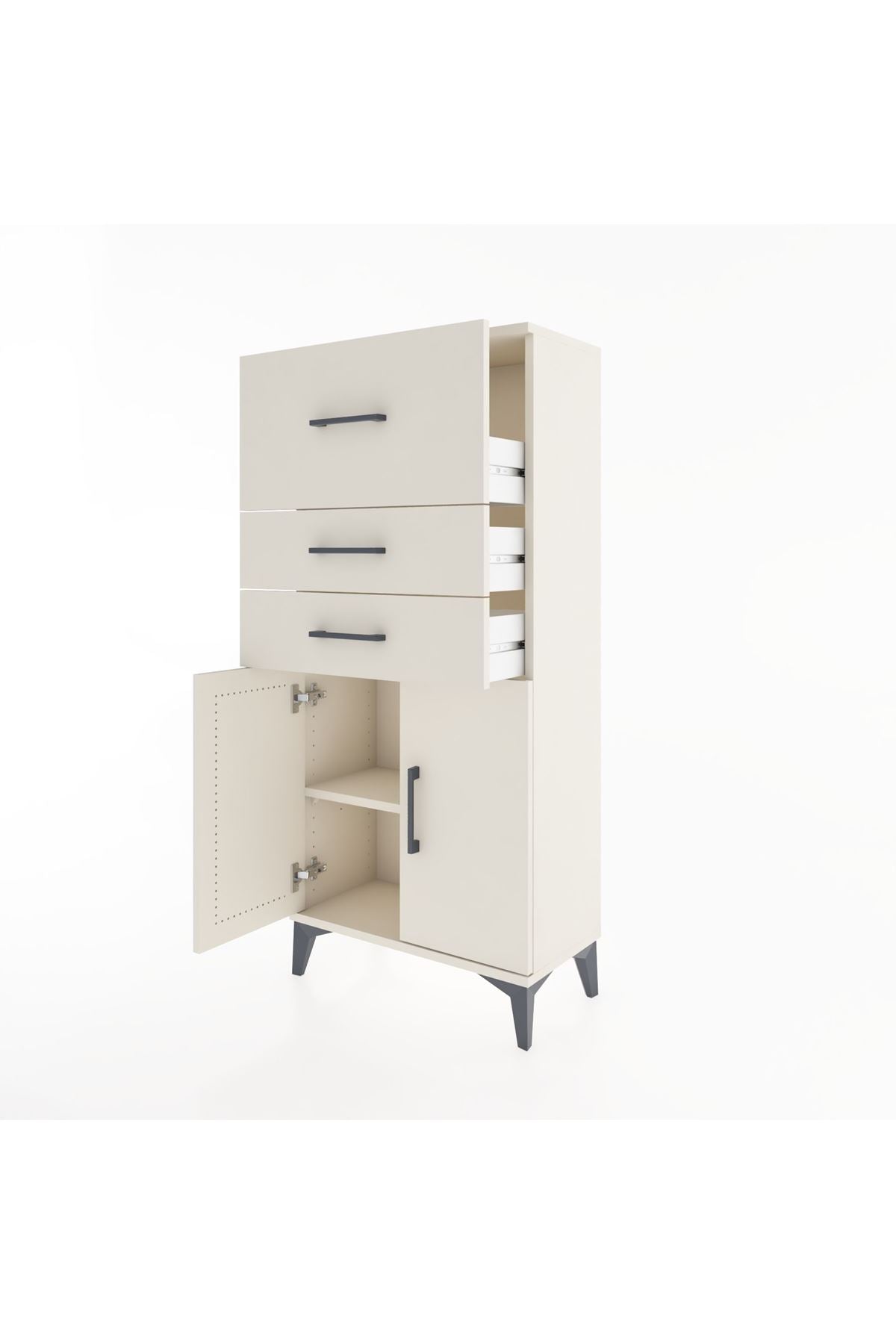 Hyperion Dolap Tek Raflı 3 Çekmeceli 2 Kapaklı 60x44x134 - S50M077V1B