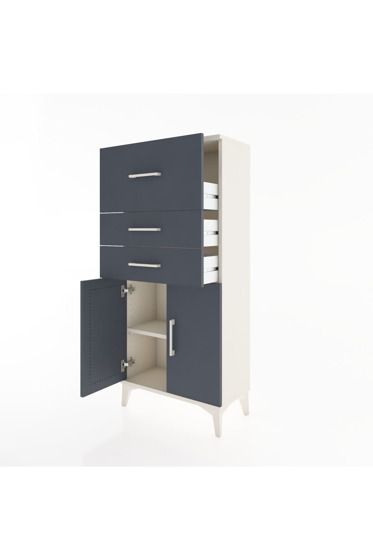 Hyperion Dolap Tek Raflı 3 Çekmeceli 2 Kapaklı 60x44x134 - S50M077V2B
