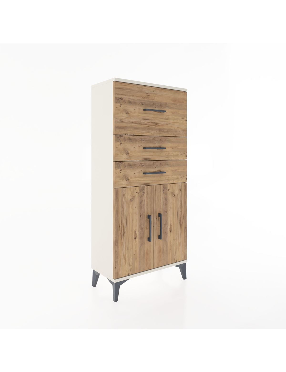 Hyperion Dolap Tek Raflı 3 Çekmeceli 2 Kapaklı 60x44x134 - S50M077V3B