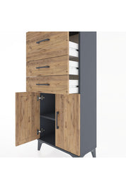 Hyperion Dolap Tek Raflı 3 Çekmeceli 2 Kapaklı 60x44x134 - S50M077V6B