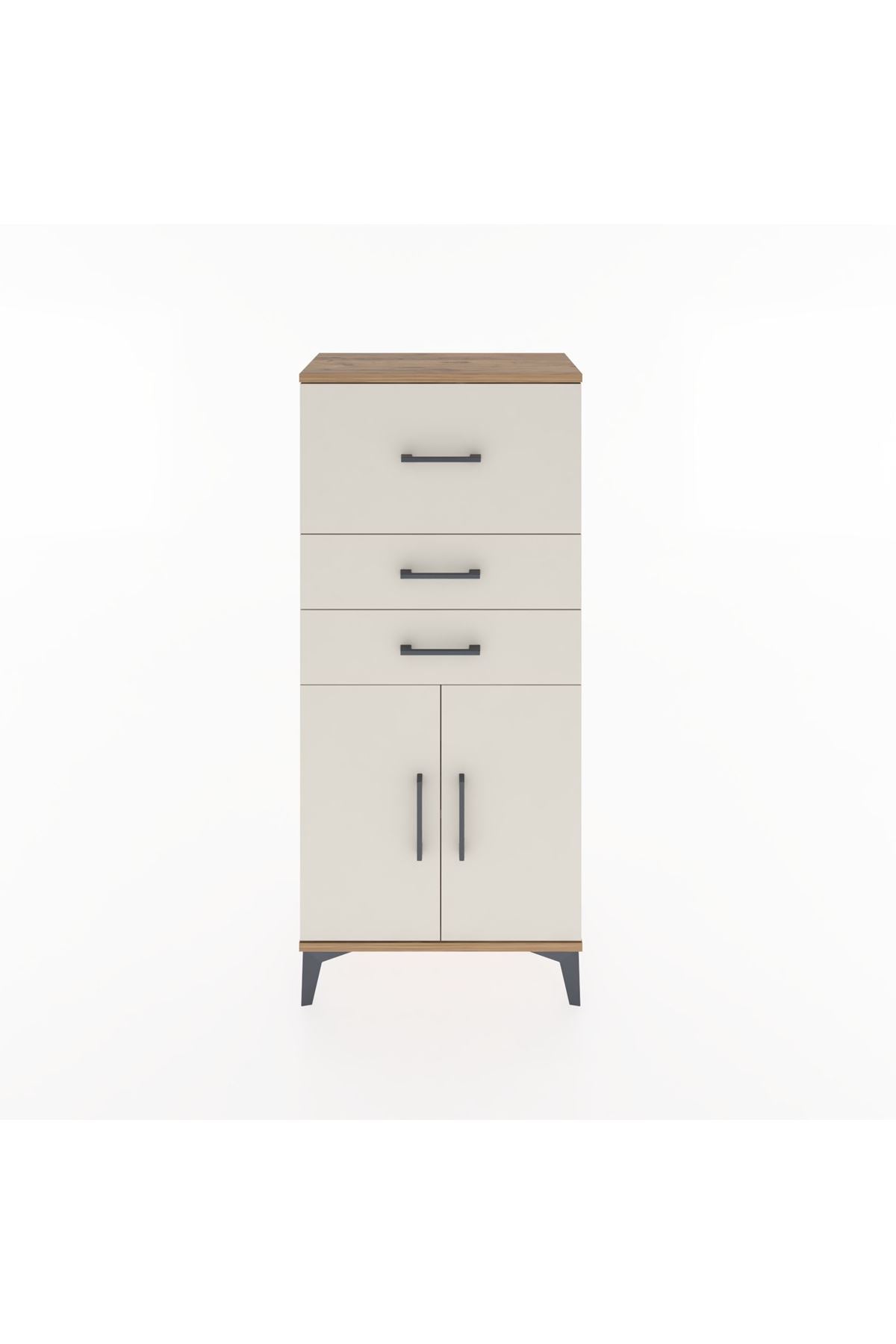 Hyperion Dolap Tek Raflı 3 Çekmeceli 2 Kapaklı 60x44x134 - S50M077V7B