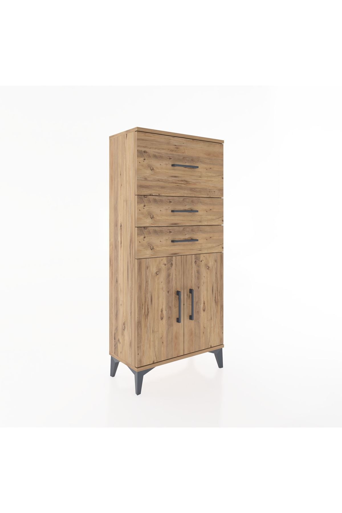 Hyperion Dolap Tek Raflı 3 Çekmeceli 2 Kapaklı 60x44x134 - S50M077V9B