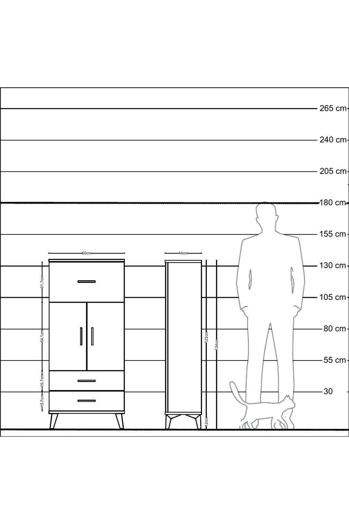 Hyperion Dolap 2 Raflı 3 Çekmeceli 2 Kapaklı 60x44x134 - S50M078V6B