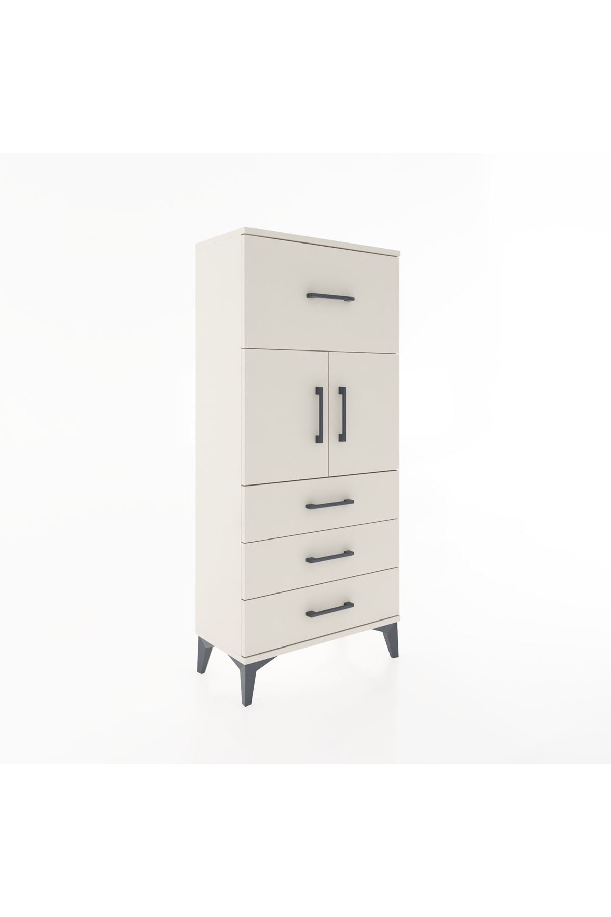 Hyperion Dolap Tek Raflı 4 Çekmeceli 2 Kapaklı 60x44x134 - S50M081V1B