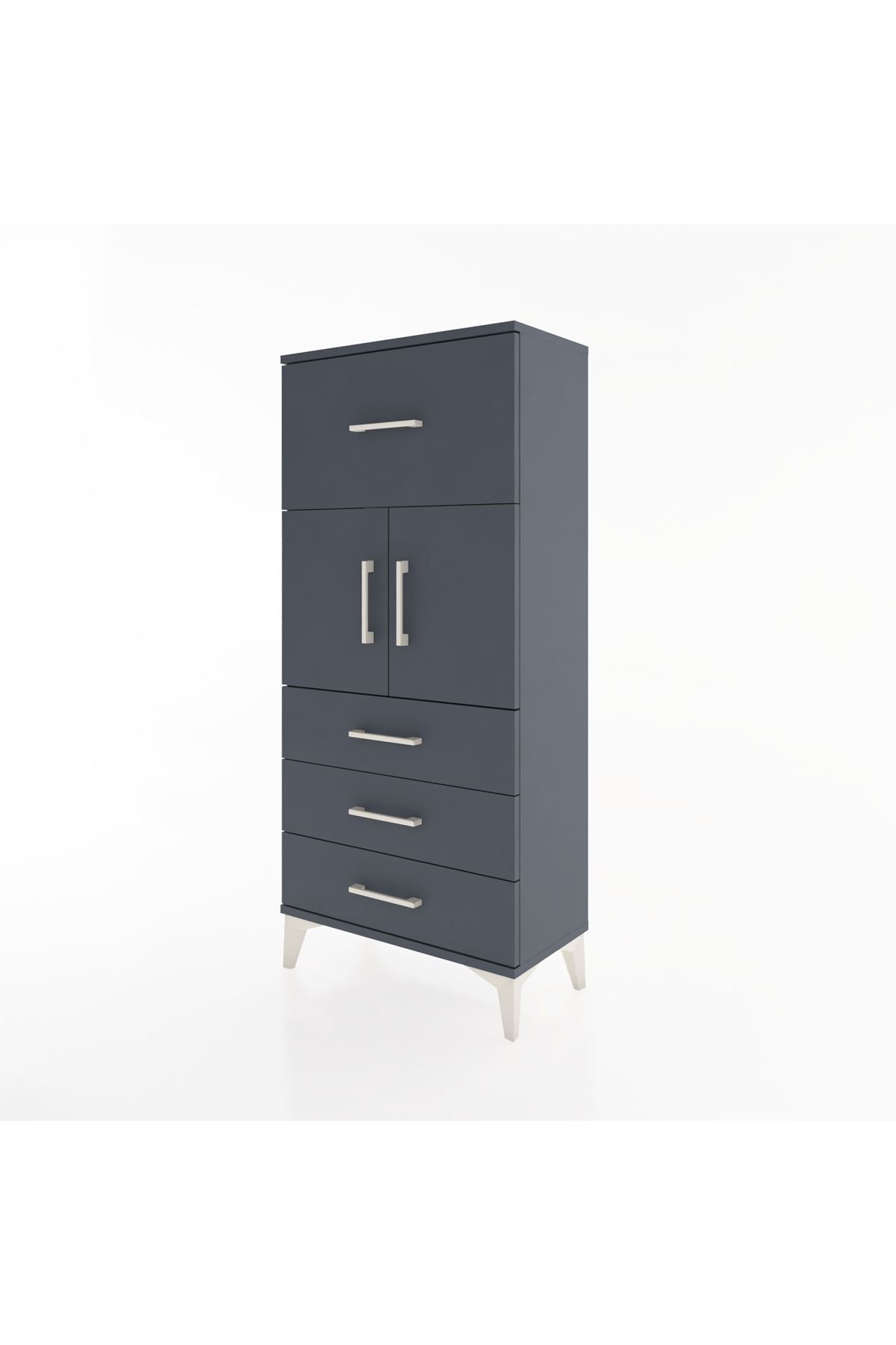 Hyperion Dolap Tek Raflı 4 Çekmeceli 2 Kapaklı 60x44x134 - S50M081V5B