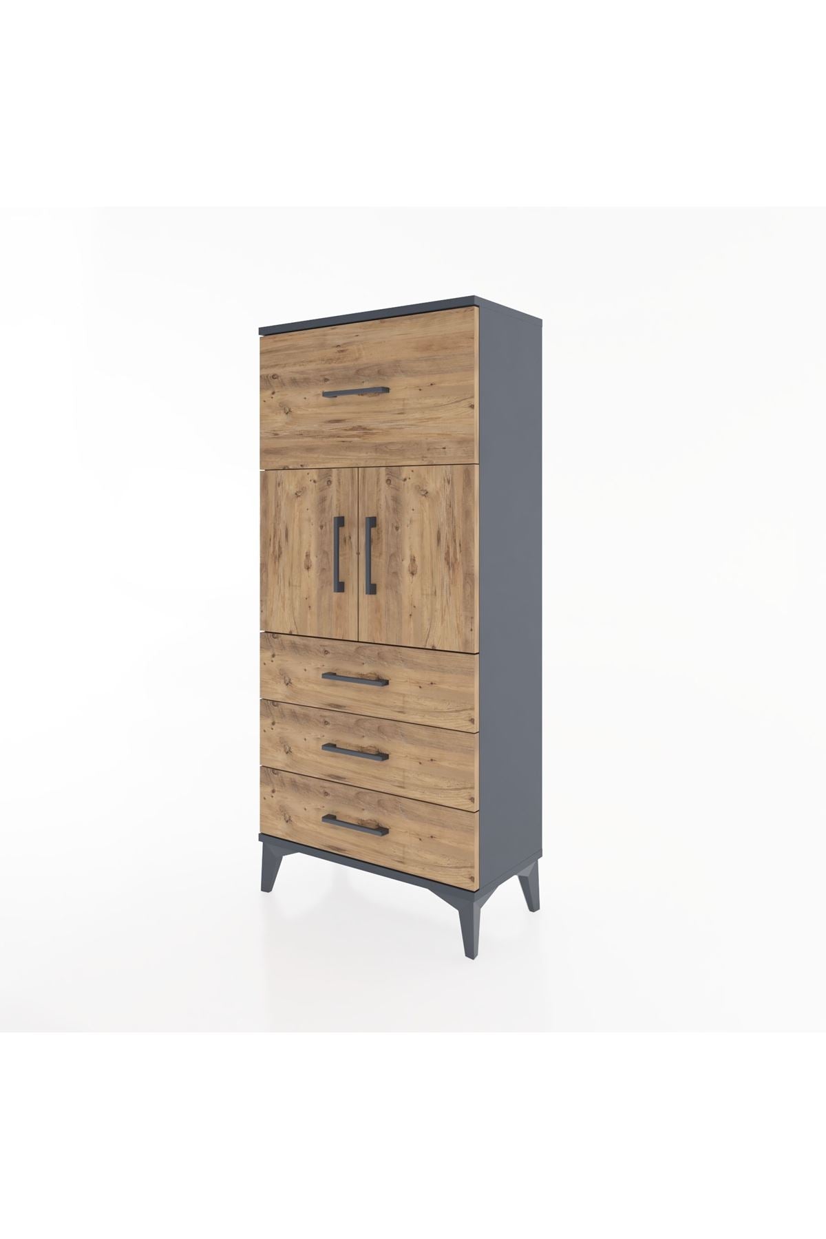 Hyperion Dolap Tek Raflı 4 Çekmeceli 2 Kapaklı 60x44x134 - S50M081V6B