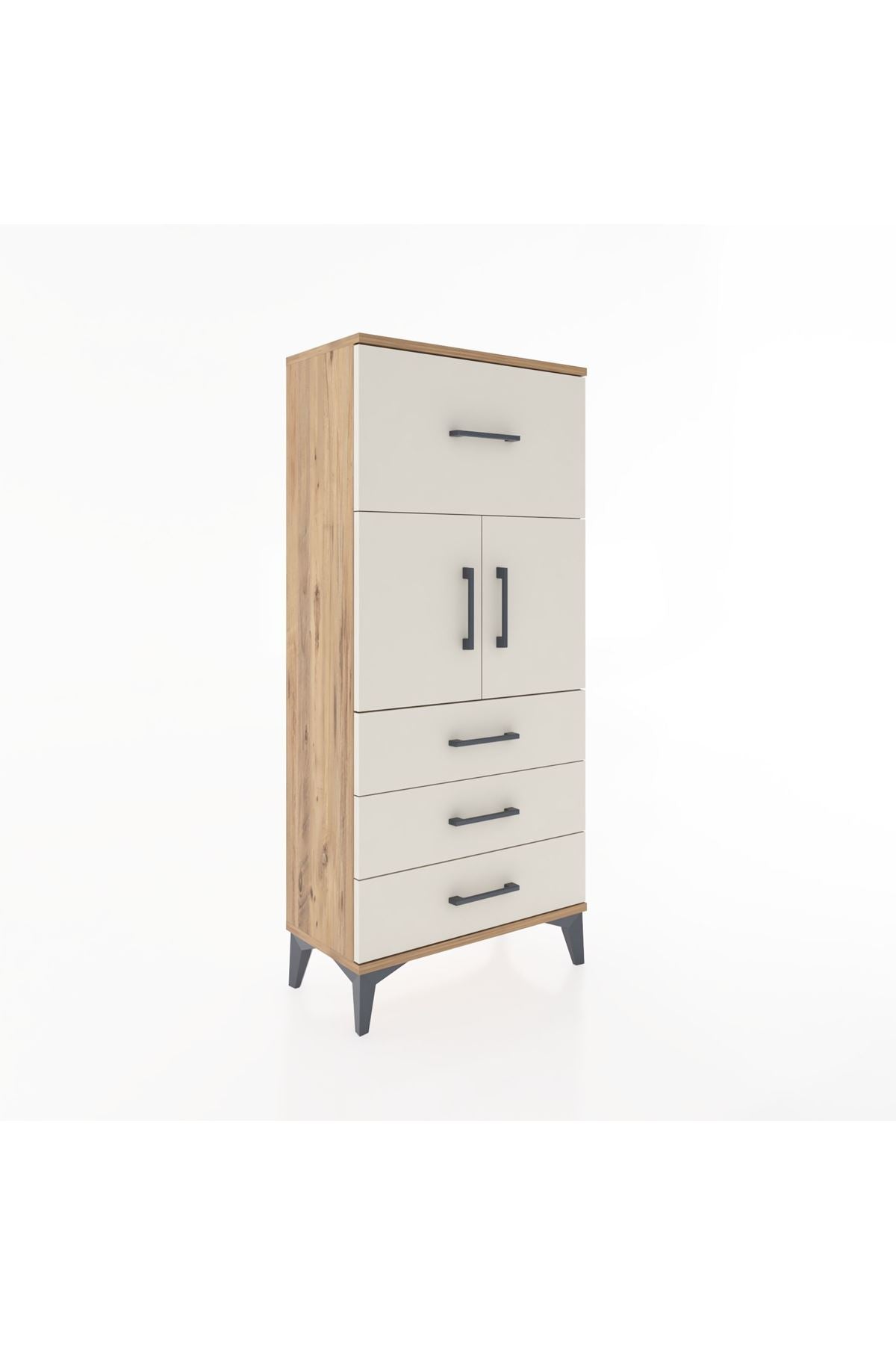 Hyperion Dolap Tek Raflı 4 Çekmeceli 2 Kapaklı 60x44x134 - S50M081V7B