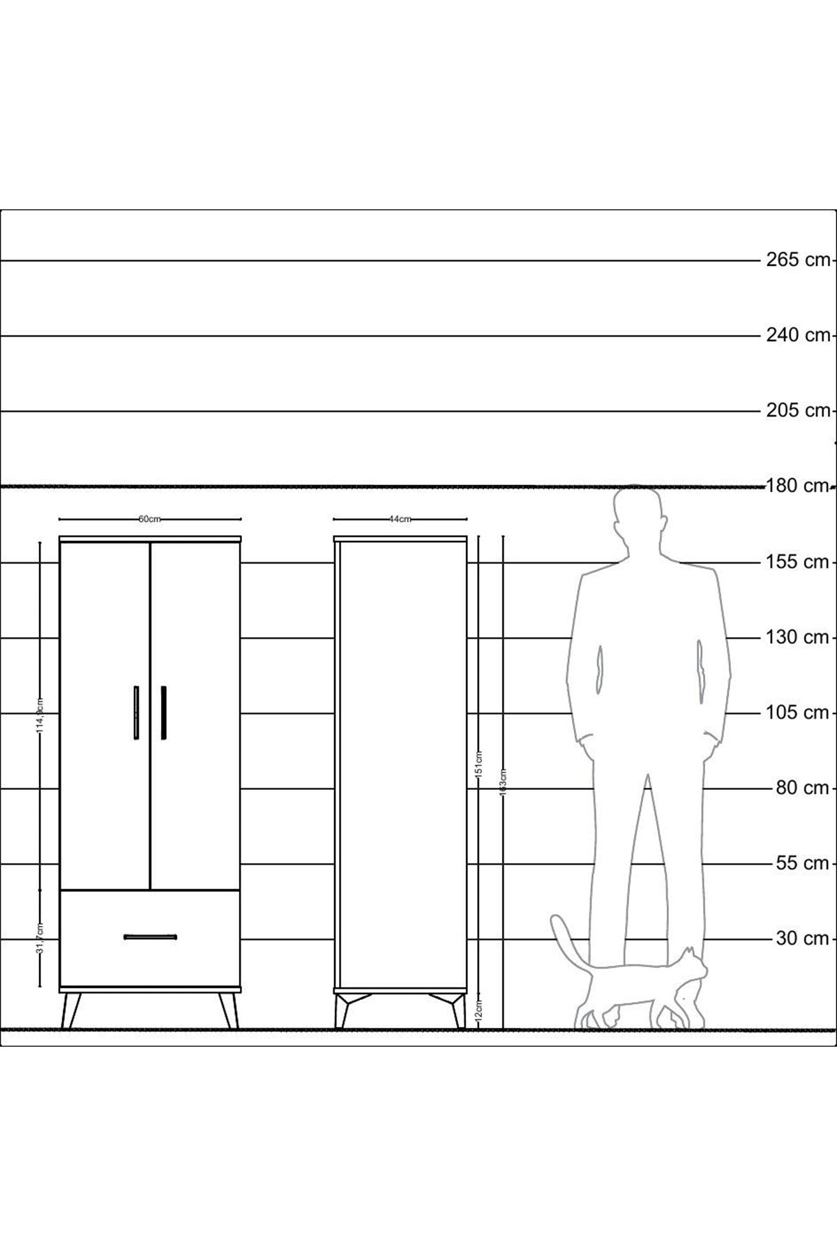 Hyperion Dolap 4 Raflı Tek Çekmeceli 2 Kapaklı 60x44x163 - S53M001V7B