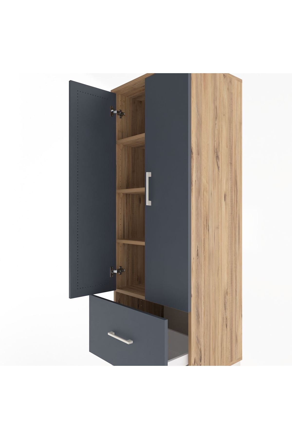 Hyperion Dolap 4 Raflı Tek Çekmeceli 2 Kapaklı 60x44x163 - S53M001V8B