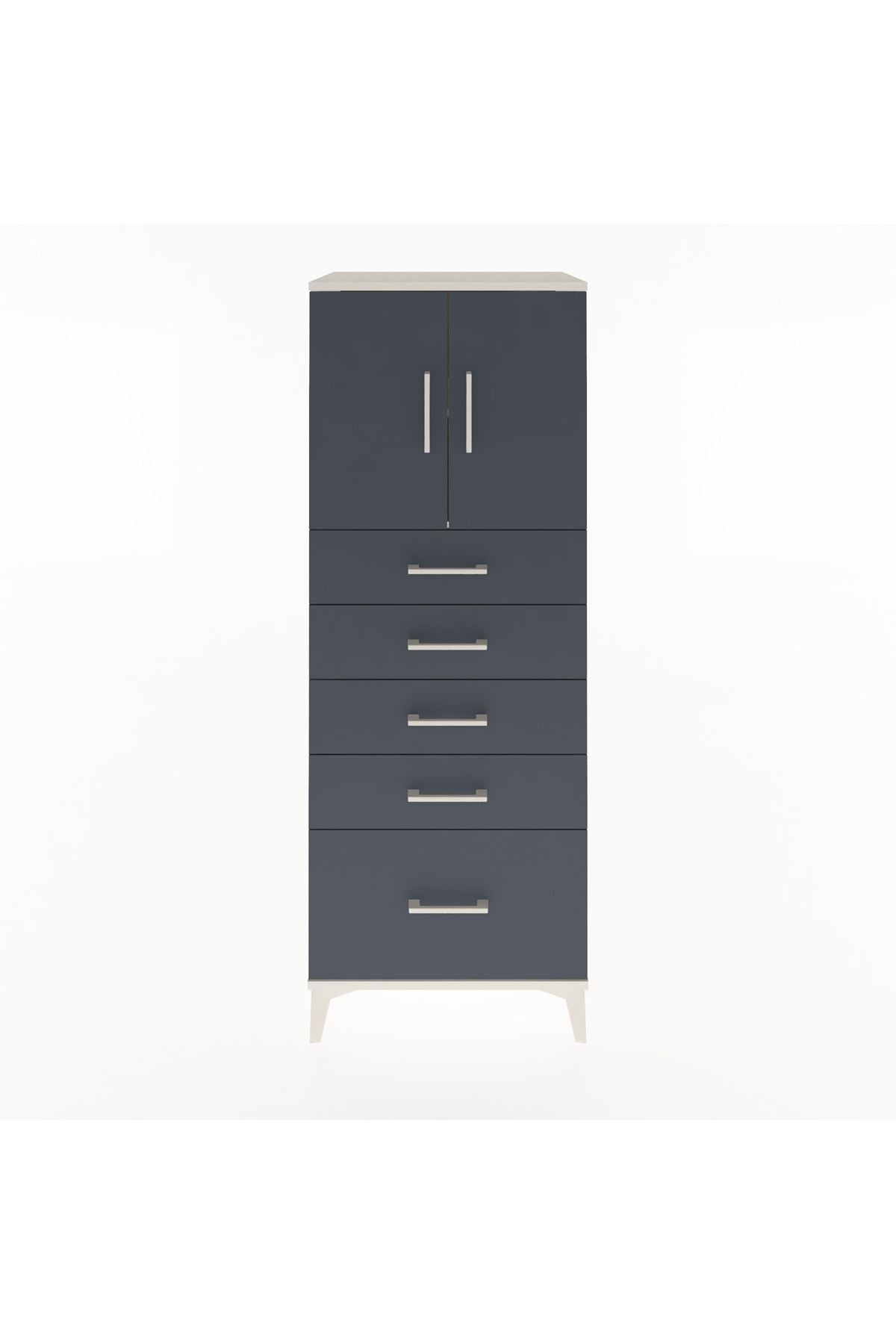 Hyperion Dolap 2 Raflı 5 Çekmeceli 2 Kapaklı 60x44x163 - S53M003V2B