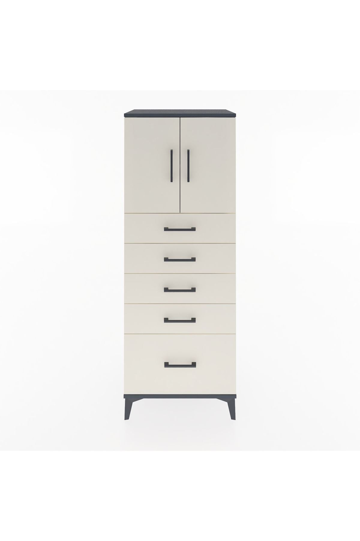Hyperion Dolap 2 Raflı 5 Çekmeceli 2 Kapaklı 60x44x163 - S53M003V4B