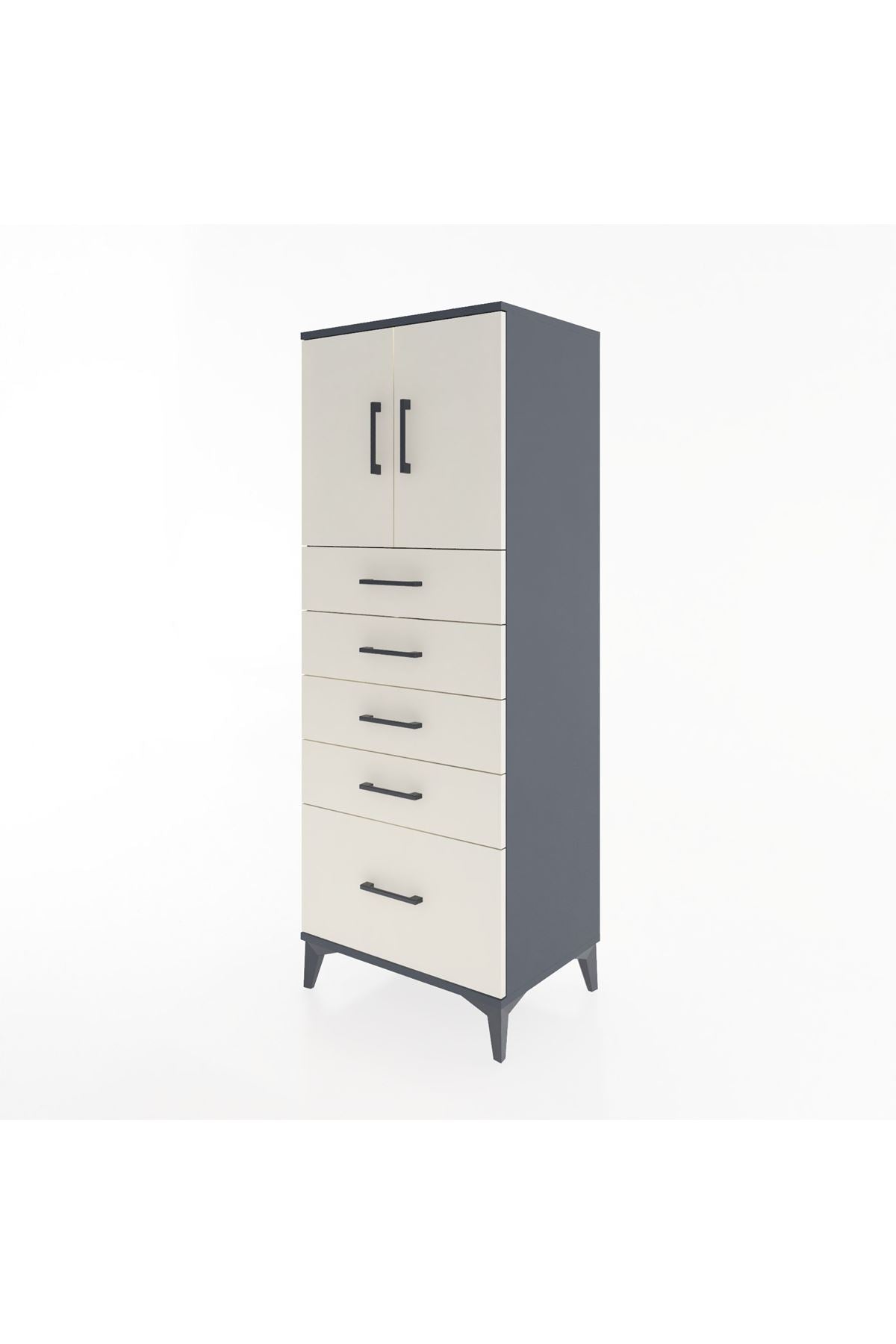 Hyperion Dolap 2 Raflı 5 Çekmeceli 2 Kapaklı 60x44x163 - S53M003V4B