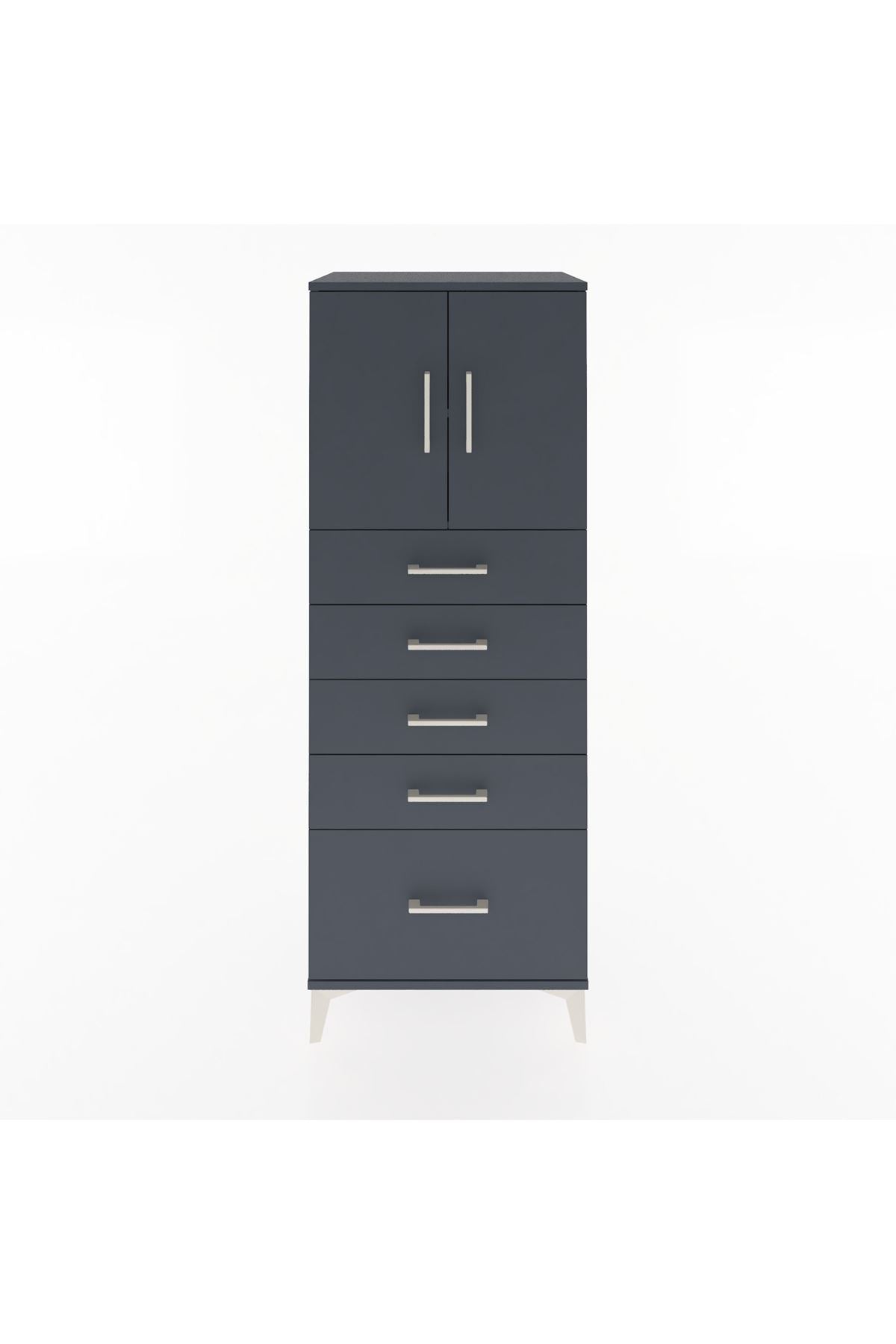 Hyperion Dolap 2 Raflı 5 Çekmeceli 2 Kapaklı 60x44x163 - S53M003V5B