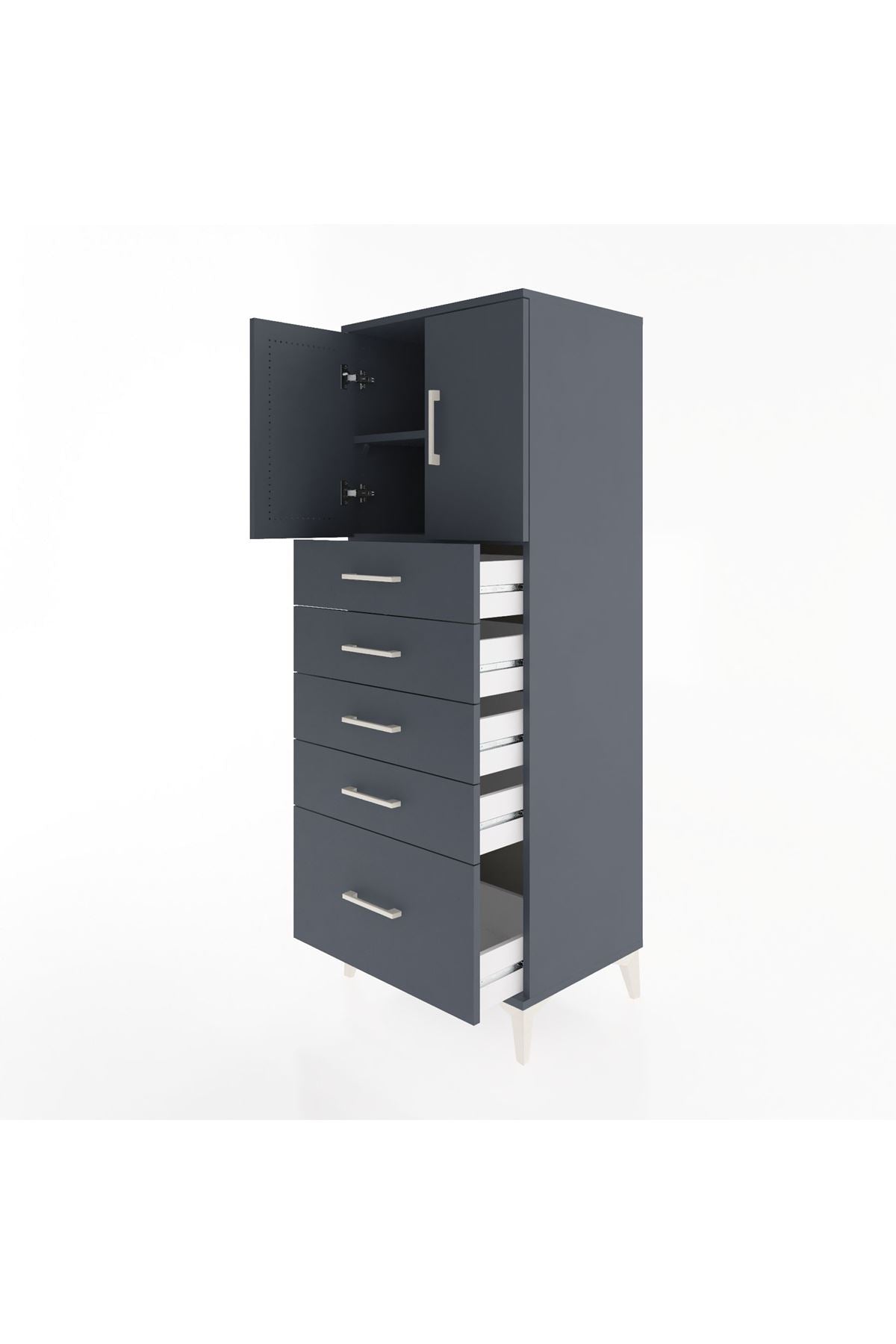 Hyperion Dolap 2 Raflı 5 Çekmeceli 2 Kapaklı 60x44x163 - S53M003V5B