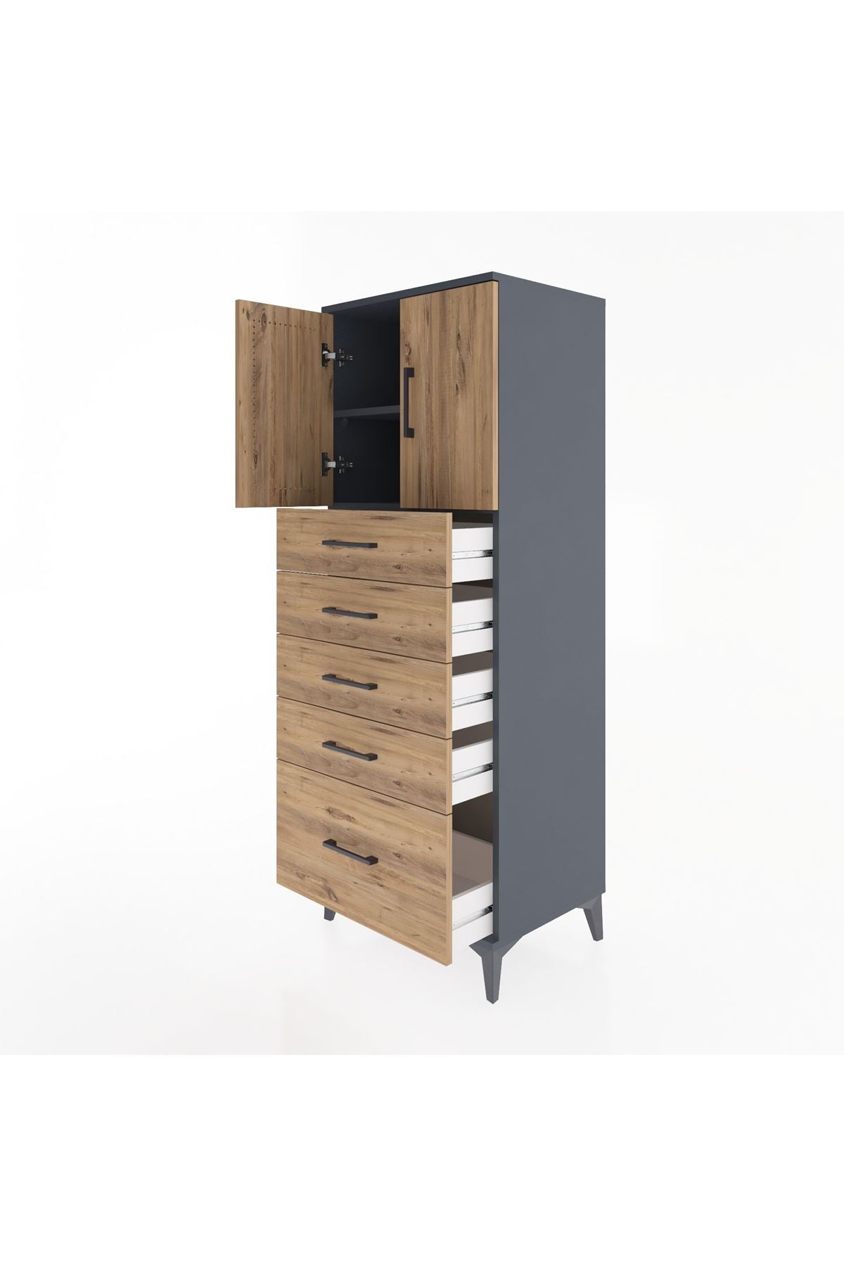 Hyperion Dolap 2 Raflı 5 Çekmeceli 2 Kapaklı 60x44x163 - S53M003V6B