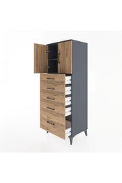 Hyperion Dolap 2 Raflı 5 Çekmeceli 2 Kapaklı 60x44x163 - S53M003V6B