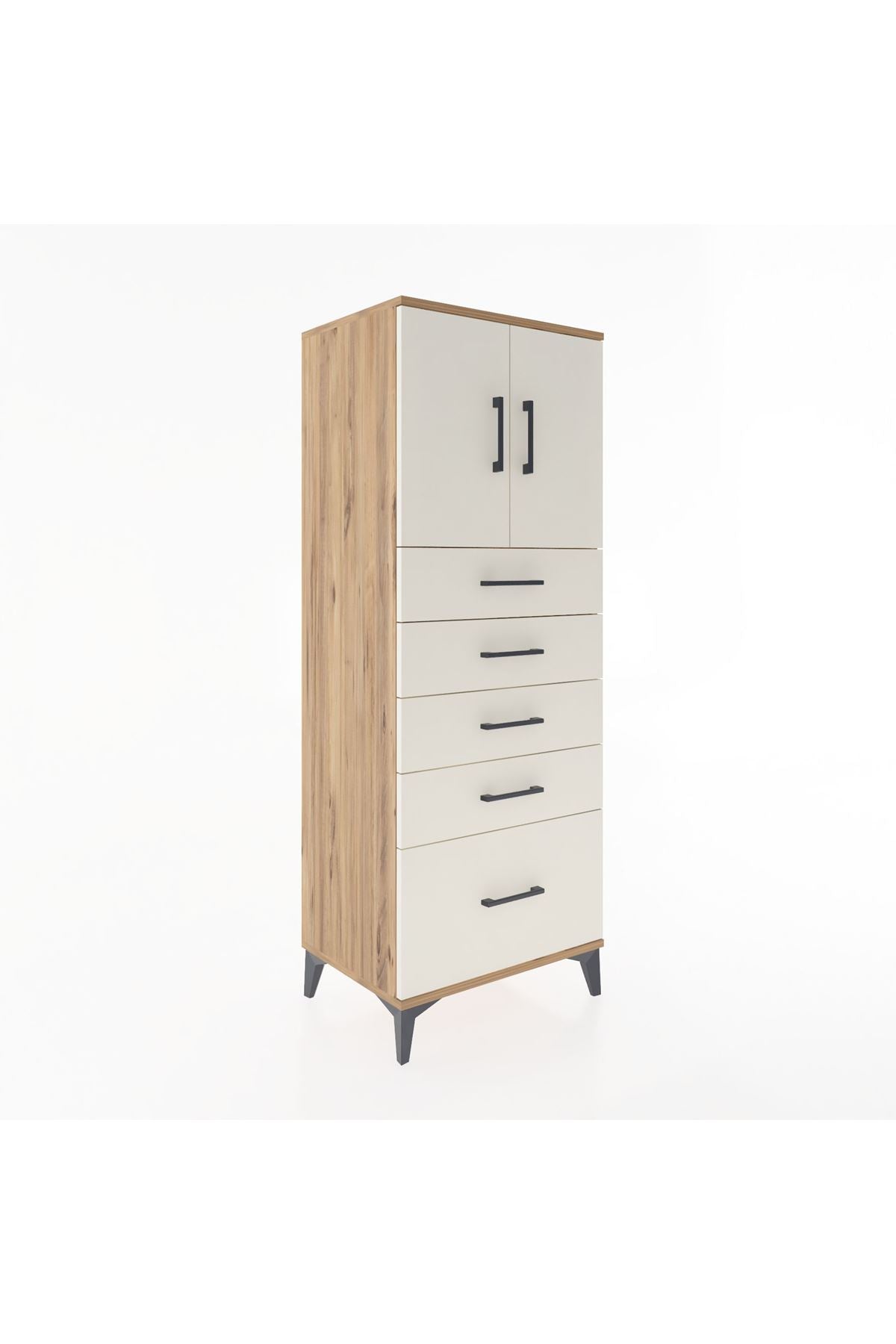 Hyperion Dolap 2 Raflı 5 Çekmeceli 2 Kapaklı 60x44x163 - S53M003V7B