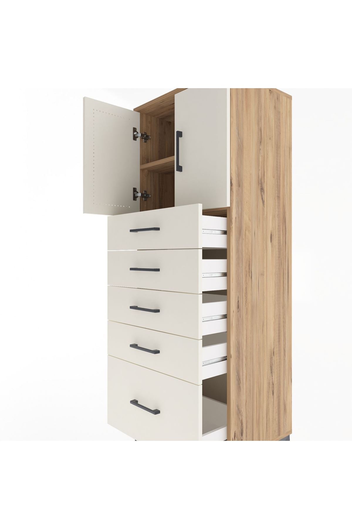 Hyperion Dolap 2 Raflı 5 Çekmeceli 2 Kapaklı 60x44x163 - S53M003V7B