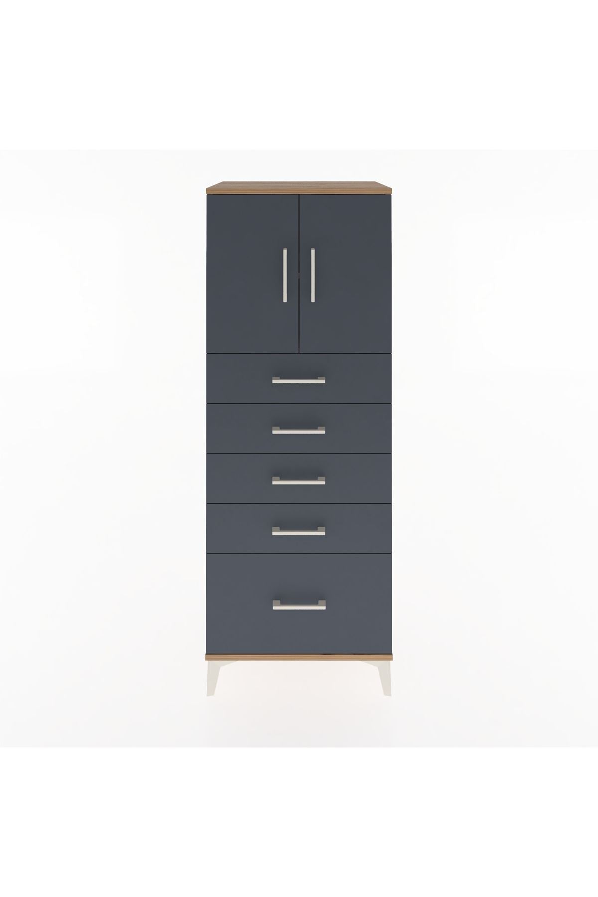 Hyperion Dolap 2 Raflı 5 Çekmeceli 2 Kapaklı 60x44x163 - S53M003V8B