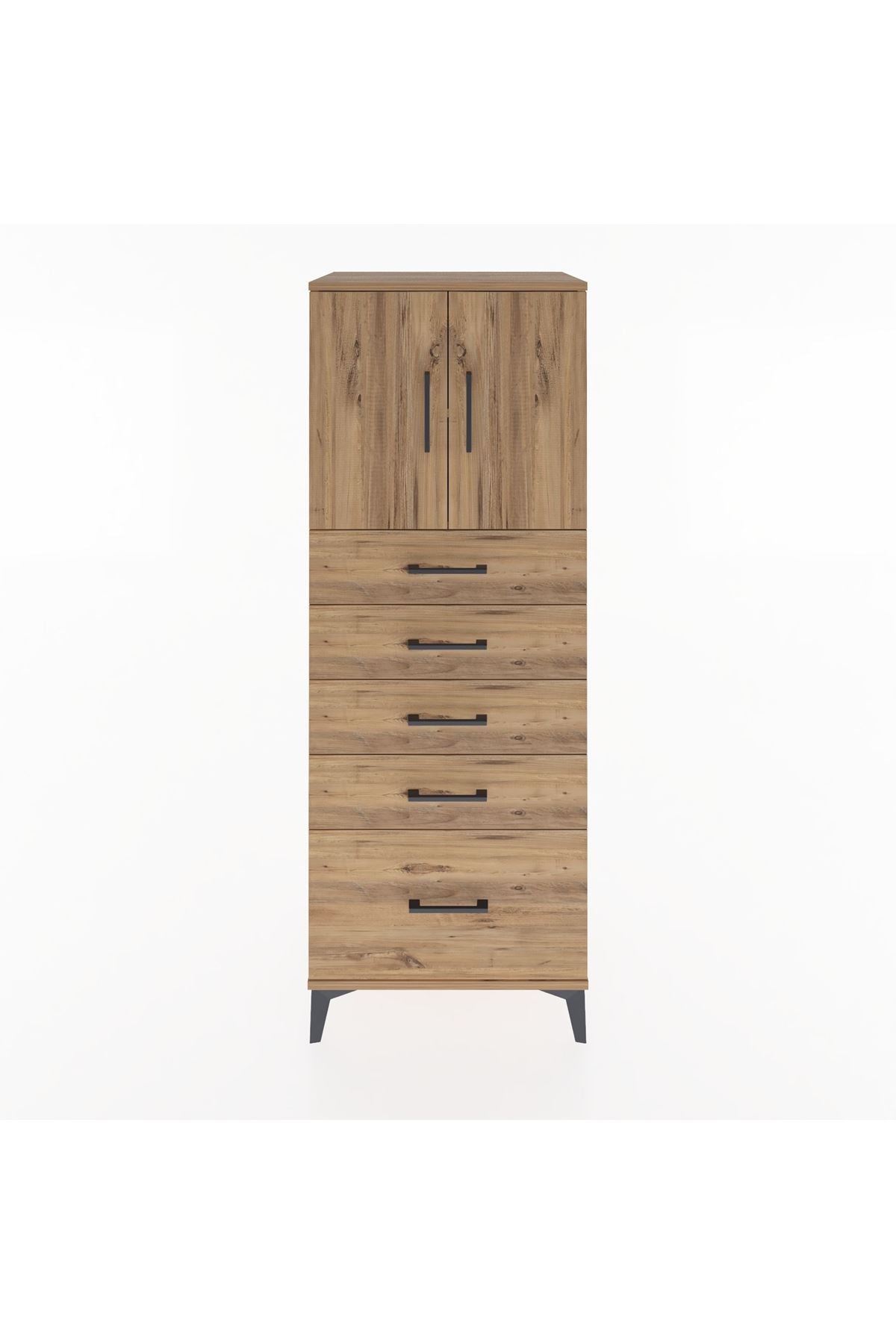 Hyperion Dolap 2 Raflı 5 Çekmeceli 2 Kapaklı 60x44x163 - S53M003V9B