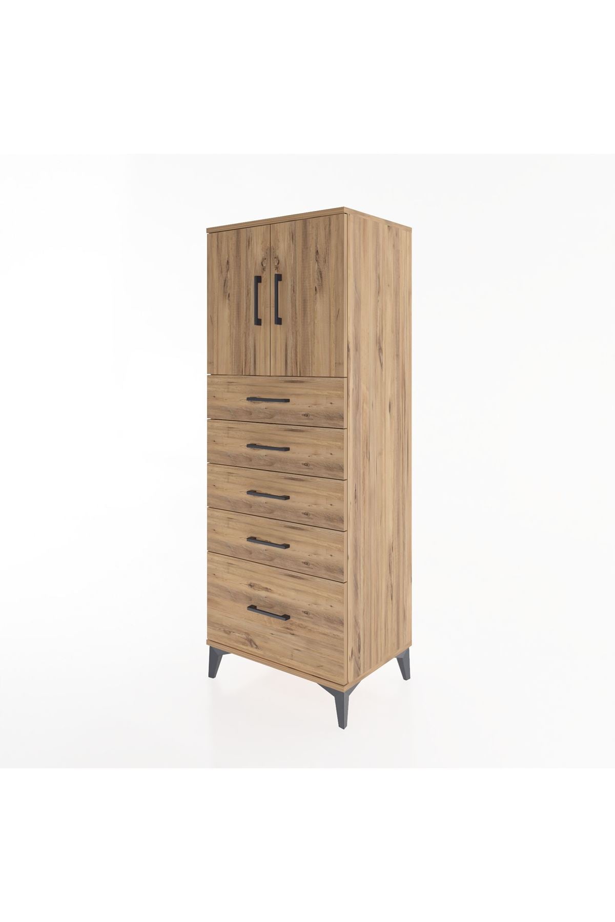 Hyperion Dolap 2 Raflı 5 Çekmeceli 2 Kapaklı 60x44x163 - S53M003V9B