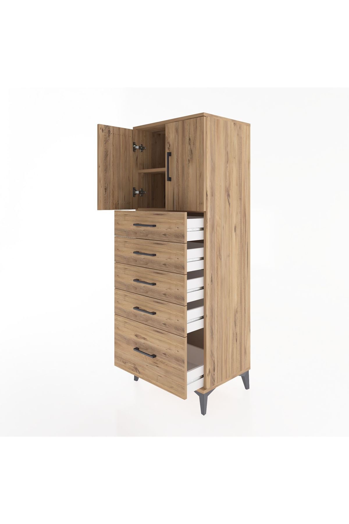 Hyperion Dolap 2 Raflı 5 Çekmeceli 2 Kapaklı 60x44x163 - S53M003V9B