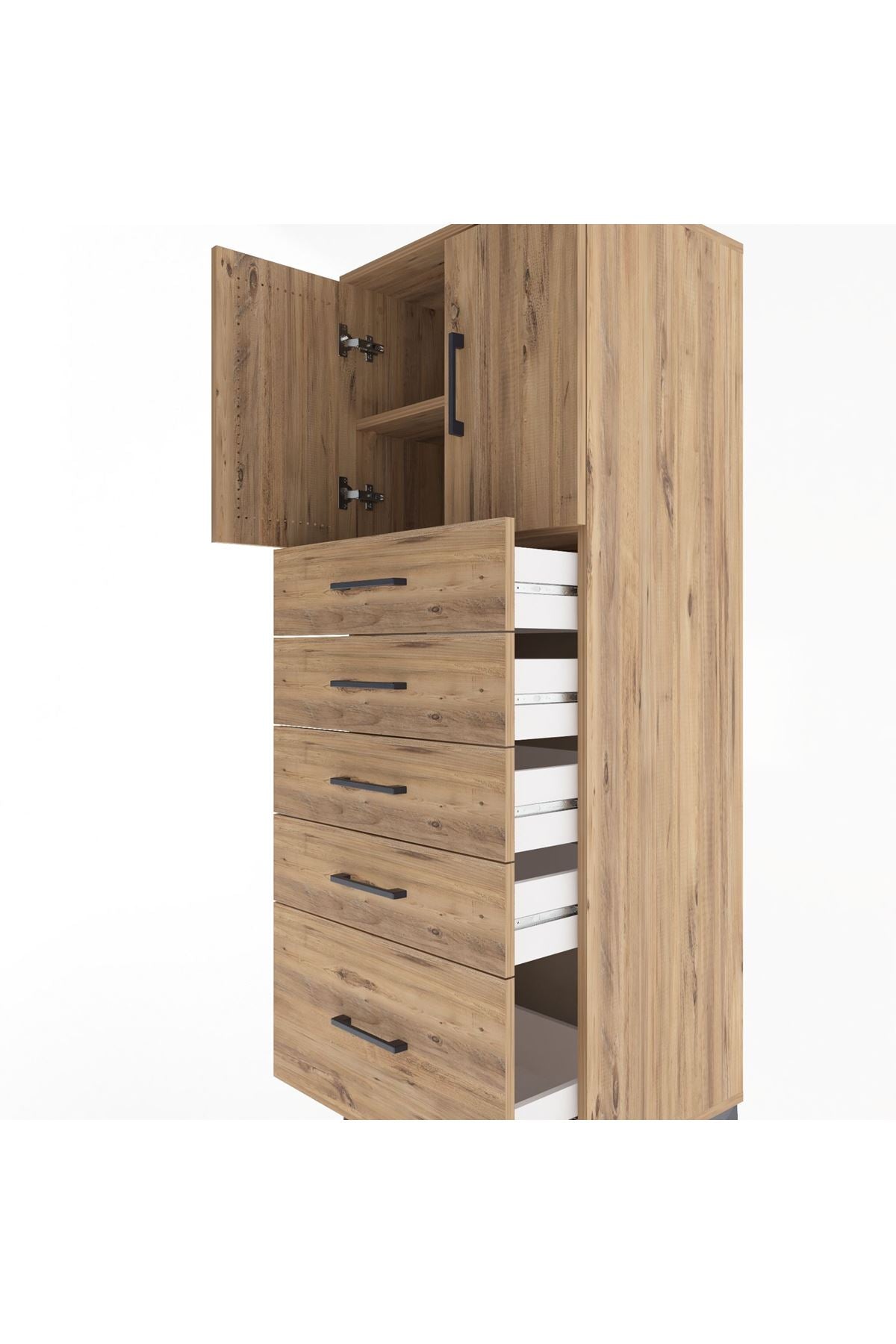 Hyperion Dolap 2 Raflı 5 Çekmeceli 2 Kapaklı 60x44x163 - S53M003V9B