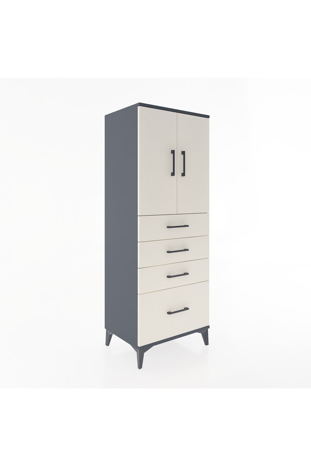 Hyperion Dolap 2 Raflı 4 Çekmeceli 2 Kapaklı 60x44x163 - S53M005V4B