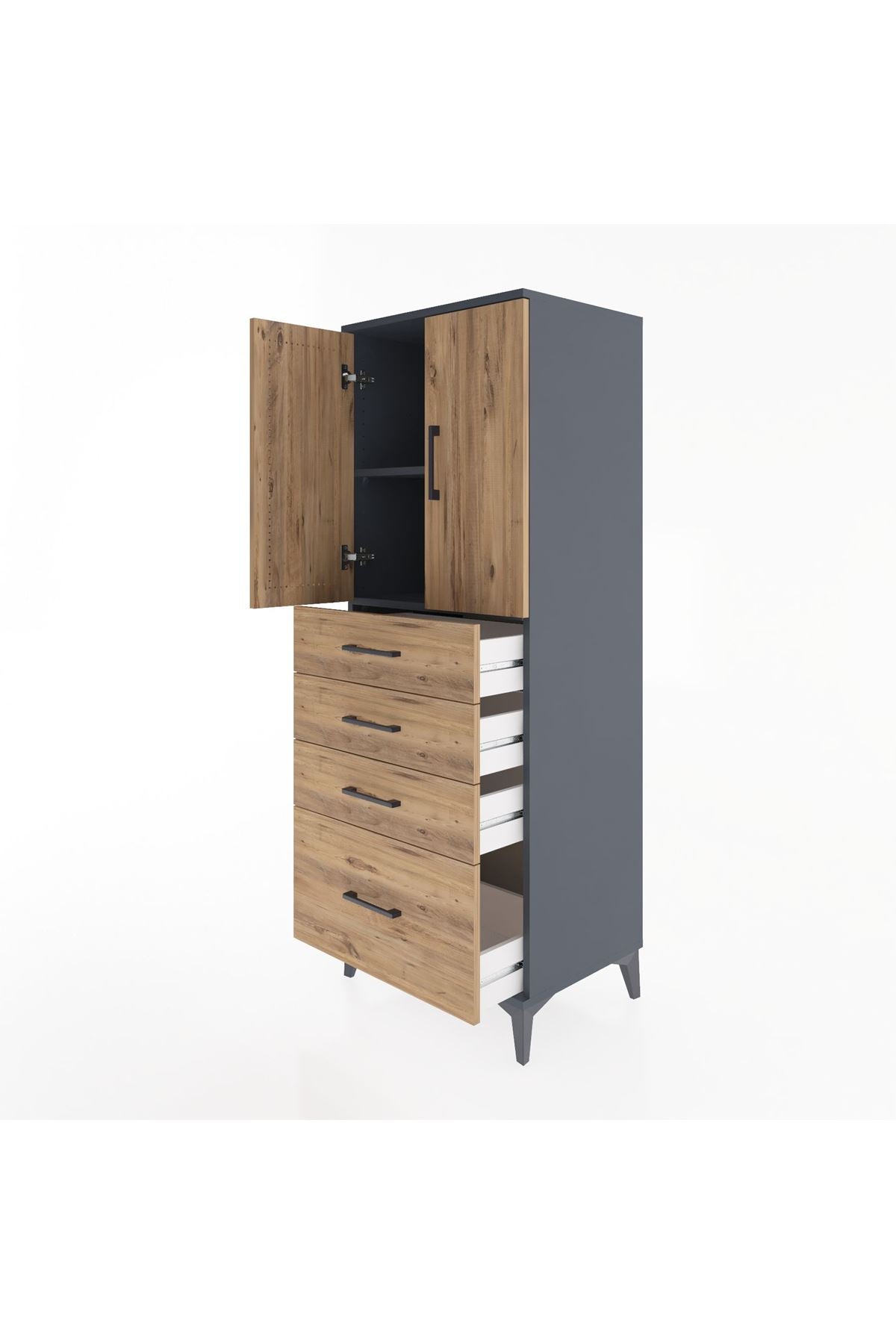 Hyperion Dolap 2 Raflı 4 Çekmeceli 2 Kapaklı 60x44x163 - S53M005V6B