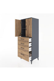 Hyperion Dolap 2 Raflı 4 Çekmeceli 2 Kapaklı 60x44x163 - S53M005V6B