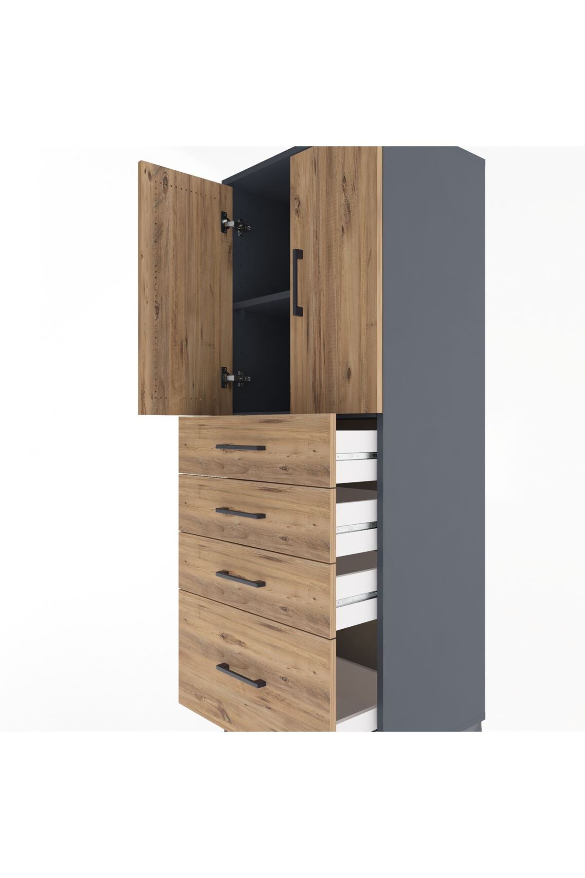 Hyperion Dolap 2 Raflı 4 Çekmeceli 2 Kapaklı 60x44x163 - S53M005V6B