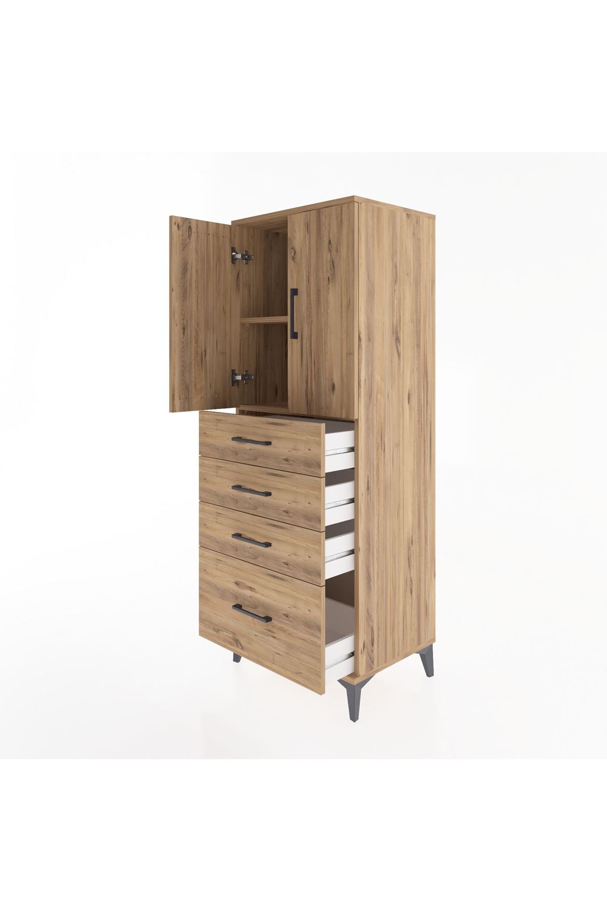 Hyperion Dolap 2 Raflı 4 Çekmeceli 2 Kapaklı 60x44x163 - S53M005V9B