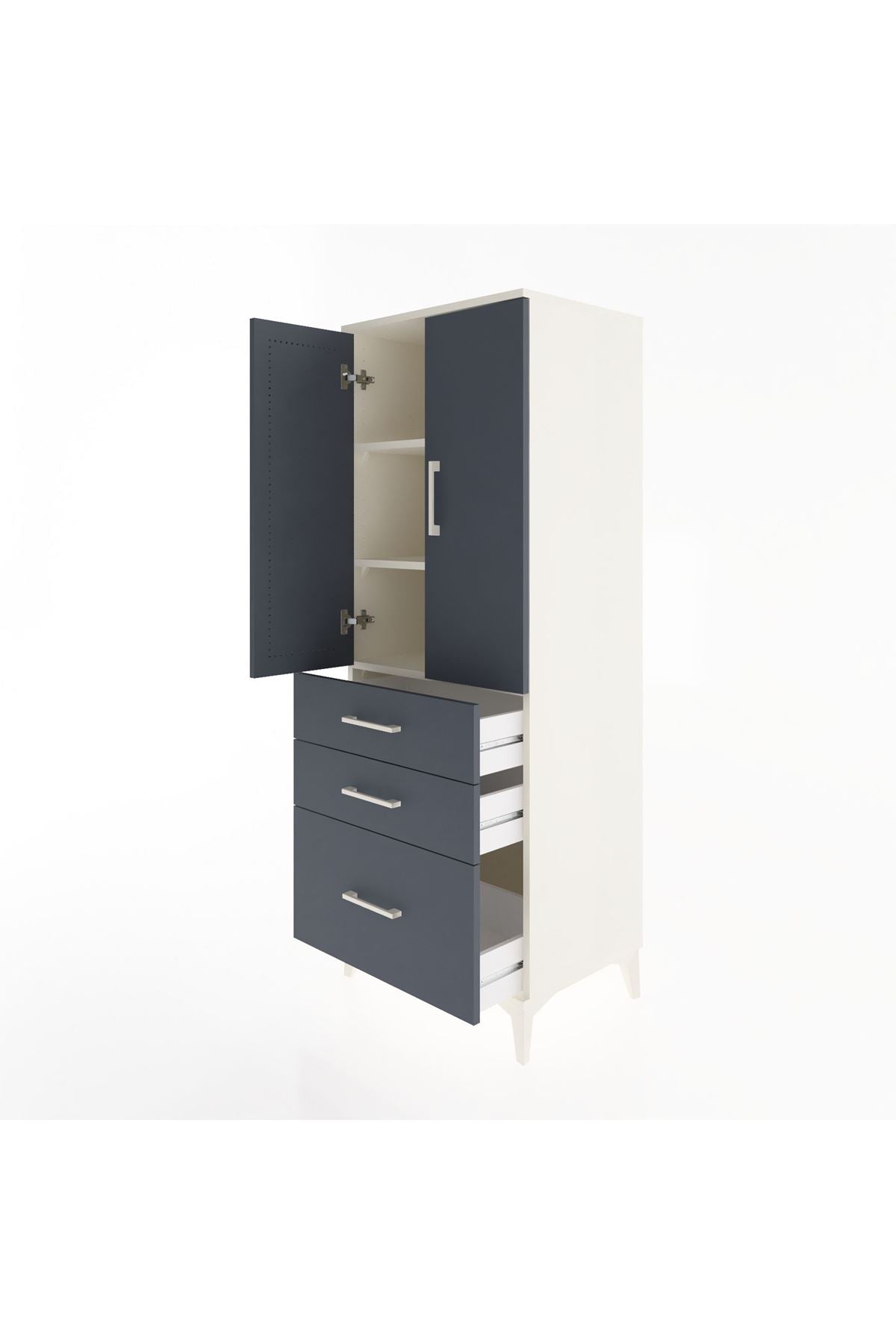 Hyperion Dolap 3 Raflı 3 Çekmeceli 2 Kapaklı 60x44x163 - S53M007V2B