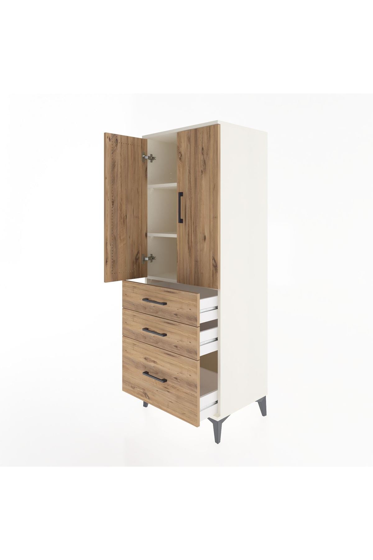Hyperion Dolap 3 Raflı 3 Çekmeceli 2 Kapaklı 60x44x163 - S53M007V3B