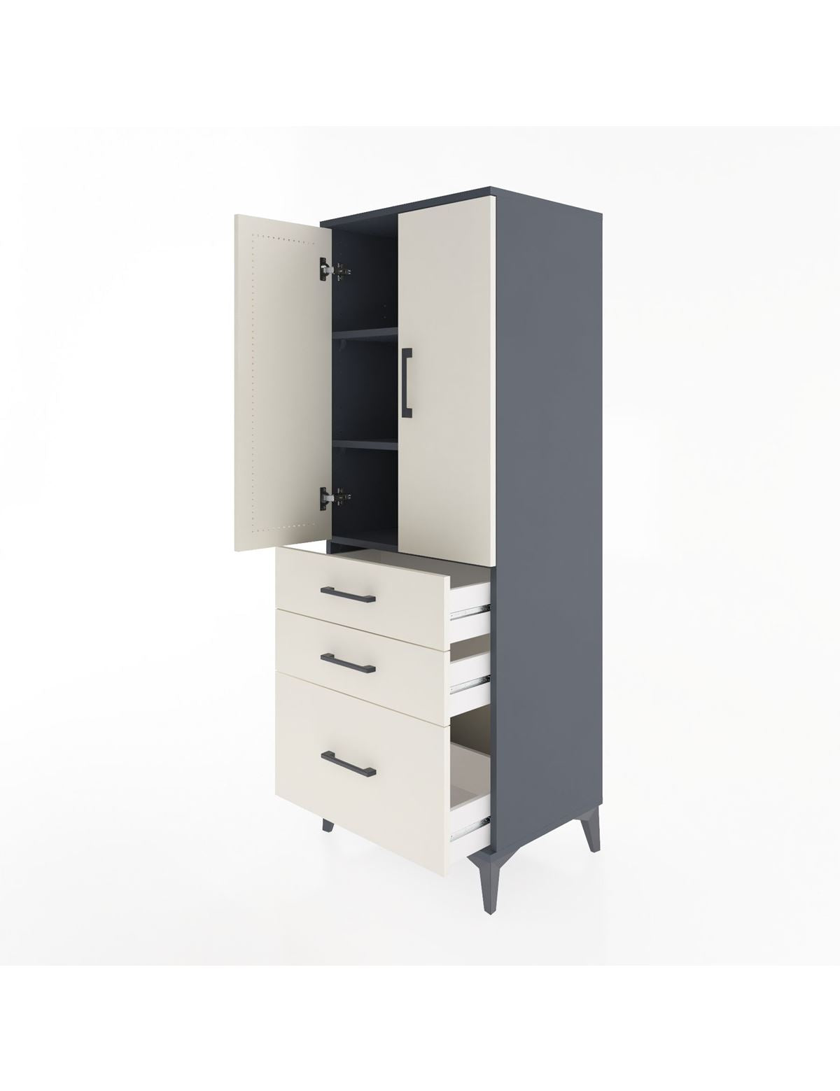 Hyperion Dolap 3 Raflı 3 Çekmeceli 2 Kapaklı 60x44x163 - S53M007V4B