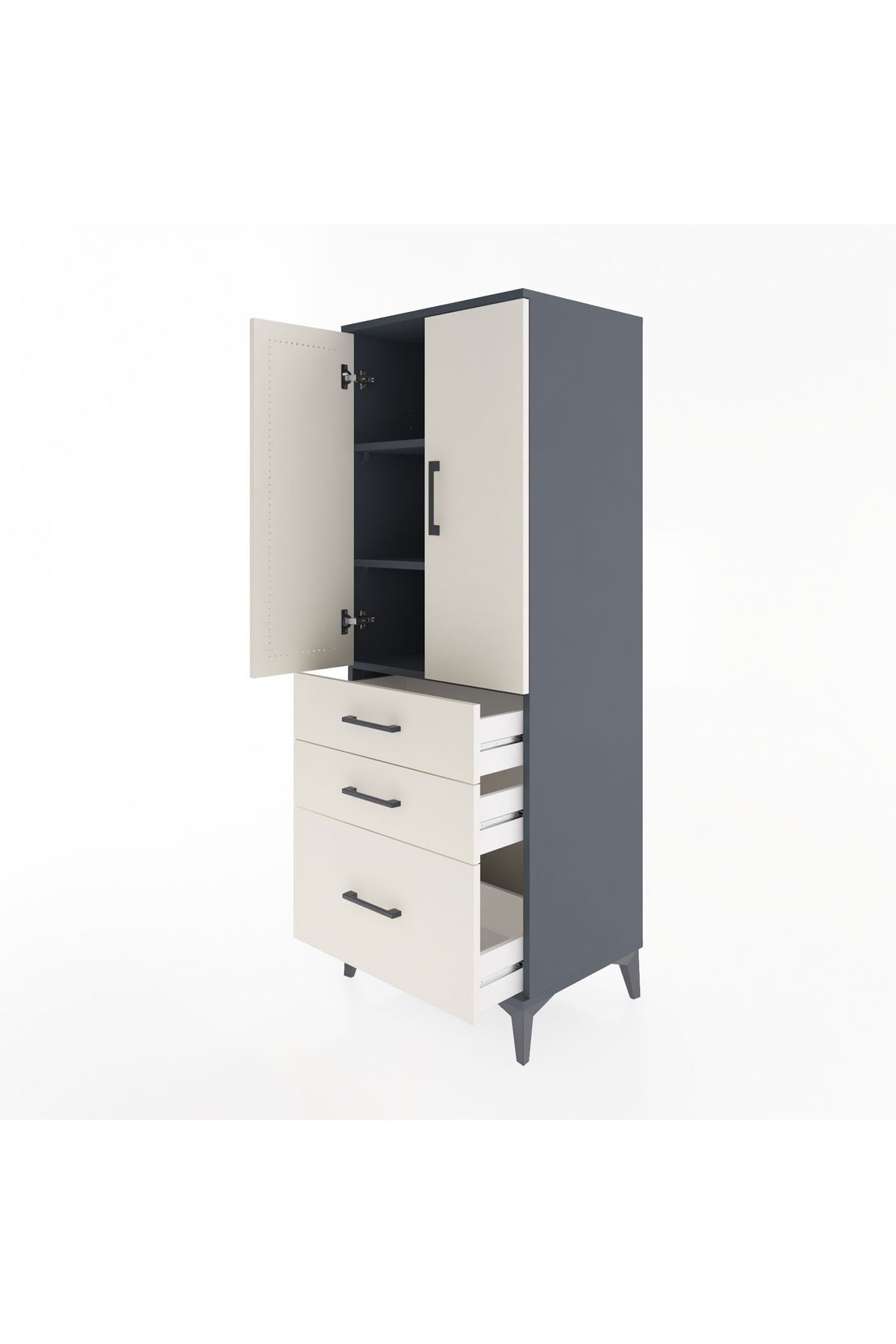 Hyperion Dolap 3 Raflı 3 Çekmeceli 2 Kapaklı 60x44x163 - S53M007V4B