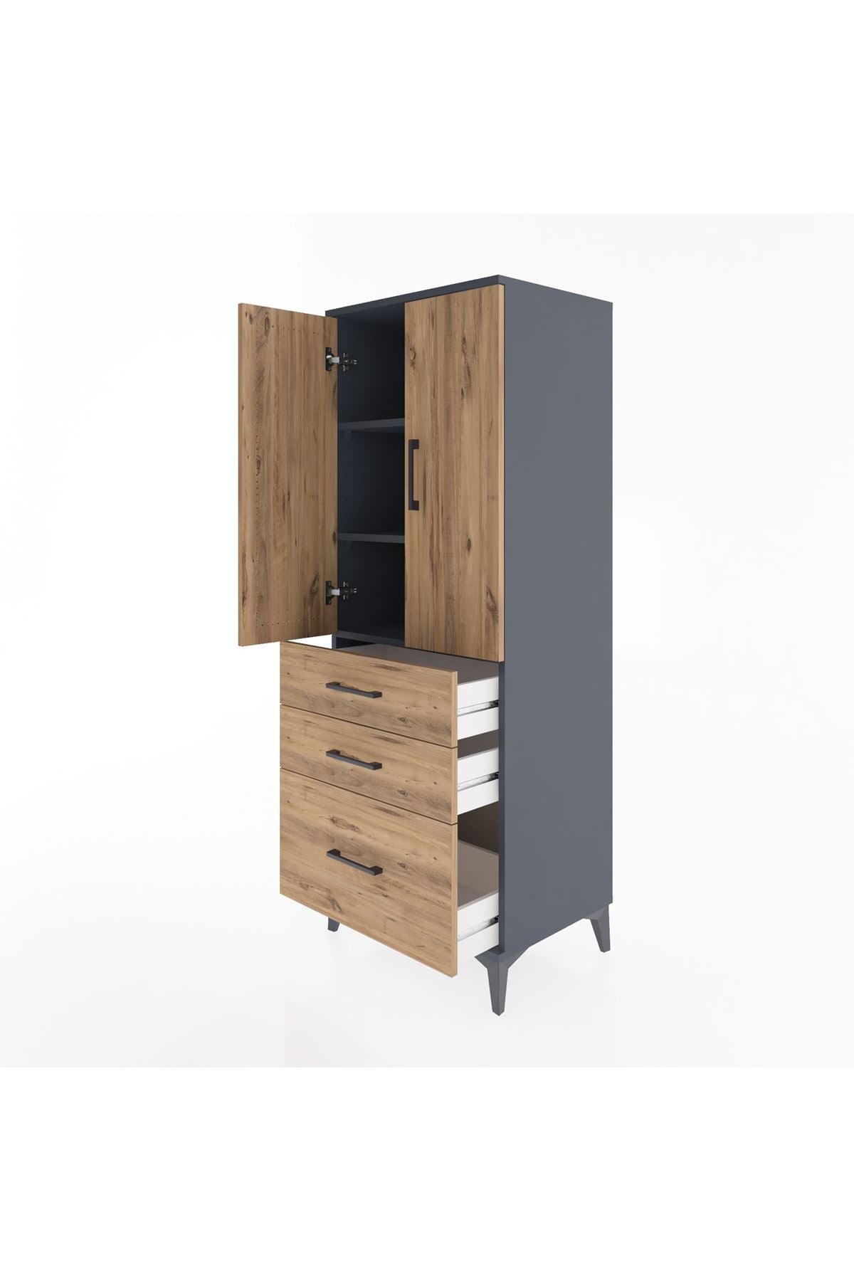 Hyperion Dolap 3 Raflı 3 Çekmeceli 2 Kapaklı 60x44x163 - S53M007V6B