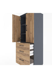 Hyperion Dolap 3 Raflı 3 Çekmeceli 2 Kapaklı 60x44x163 - S53M007V6B