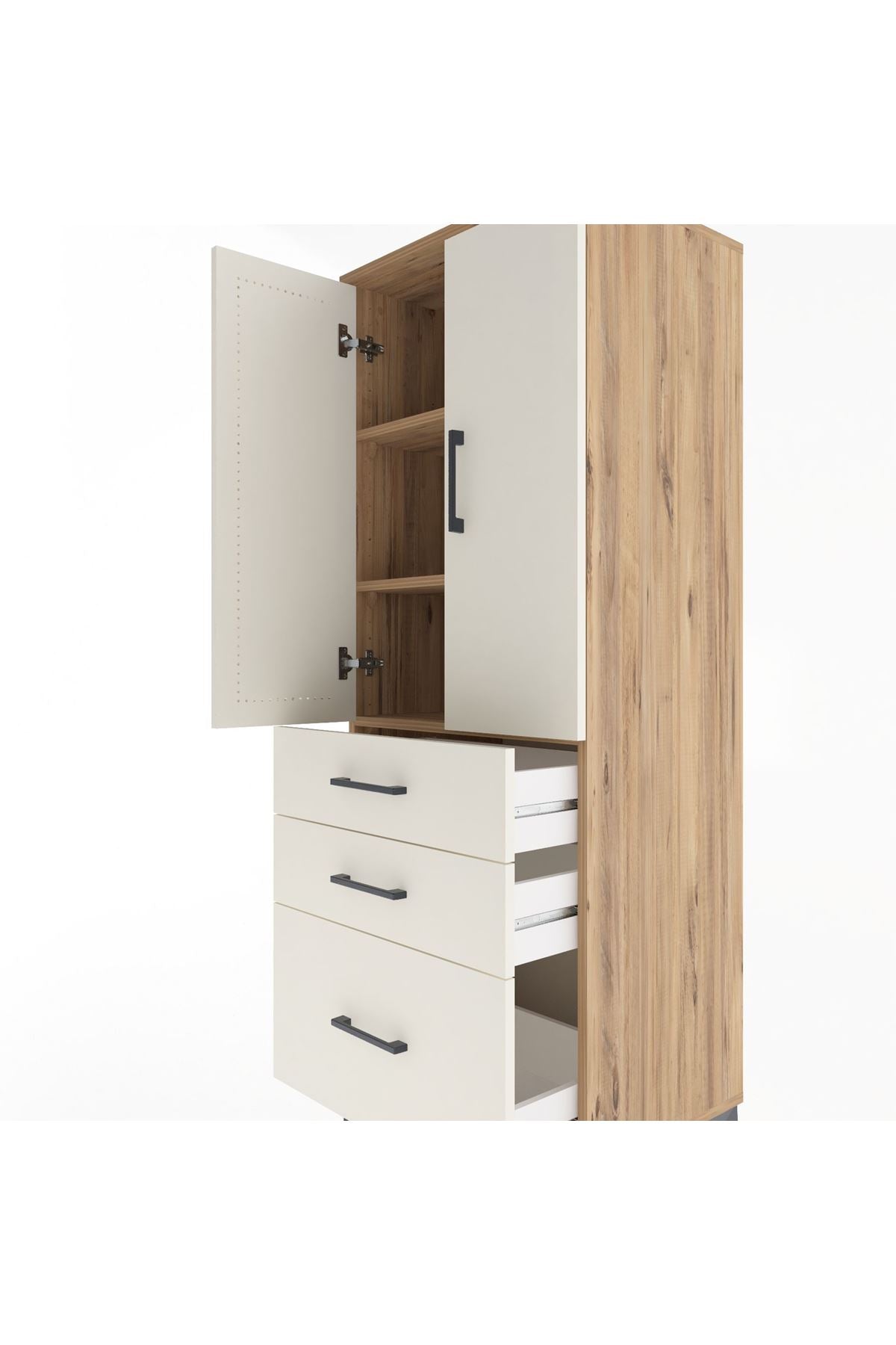 Hyperion Dolap 3 Raflı 3 Çekmeceli 2 Kapaklı 60x44x163 - S53M007V7B