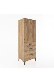 Hyperion Dolap 3 Raflı 3 Çekmeceli 2 Kapaklı 60x44x163 - S53M007V9B