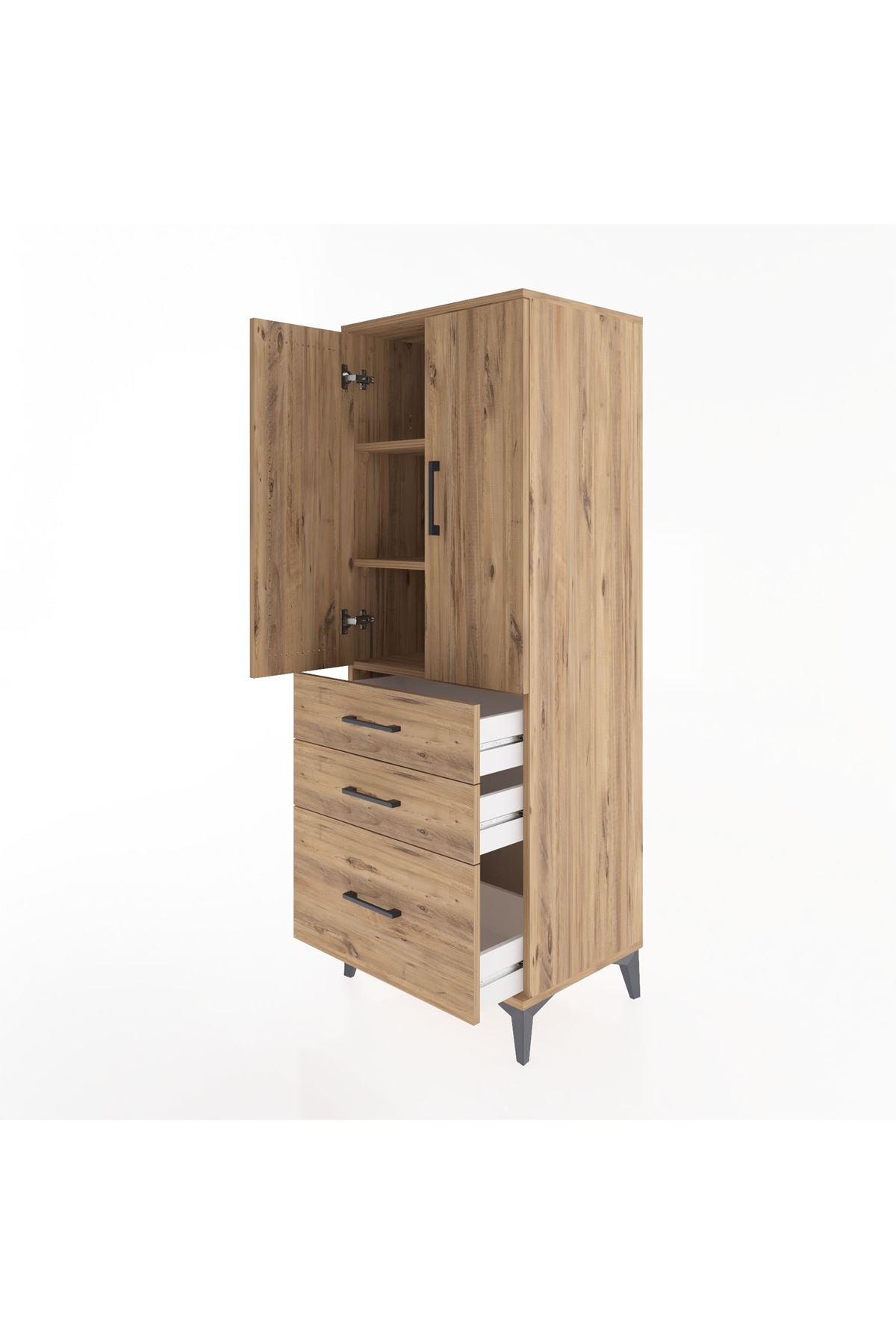 Hyperion Dolap 3 Raflı 3 Çekmeceli 2 Kapaklı 60x44x163 - S53M007V9B