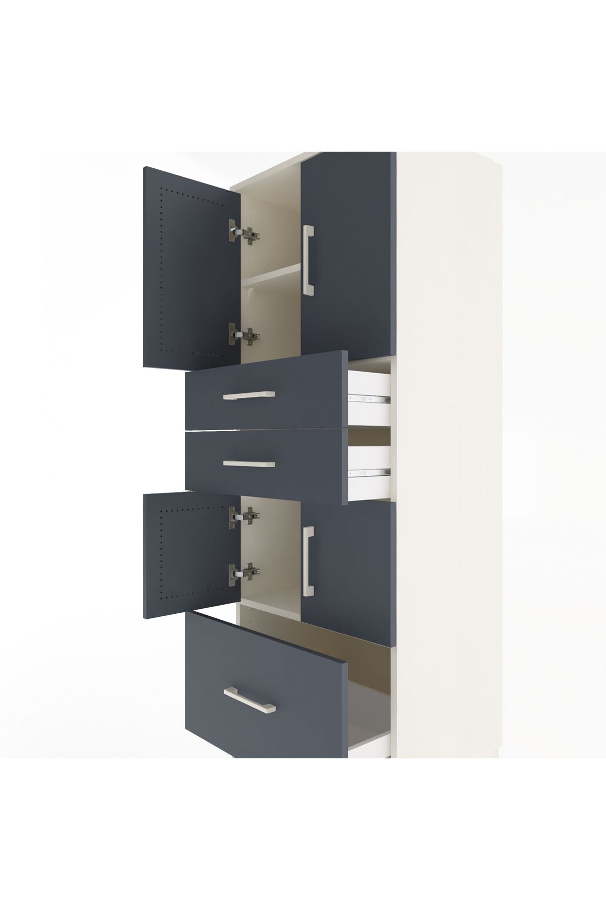 Hyperion Dolap 3 Raflı 3 Çekmeceli 4 Kapaklı 60x44x163 - S53M009V2B